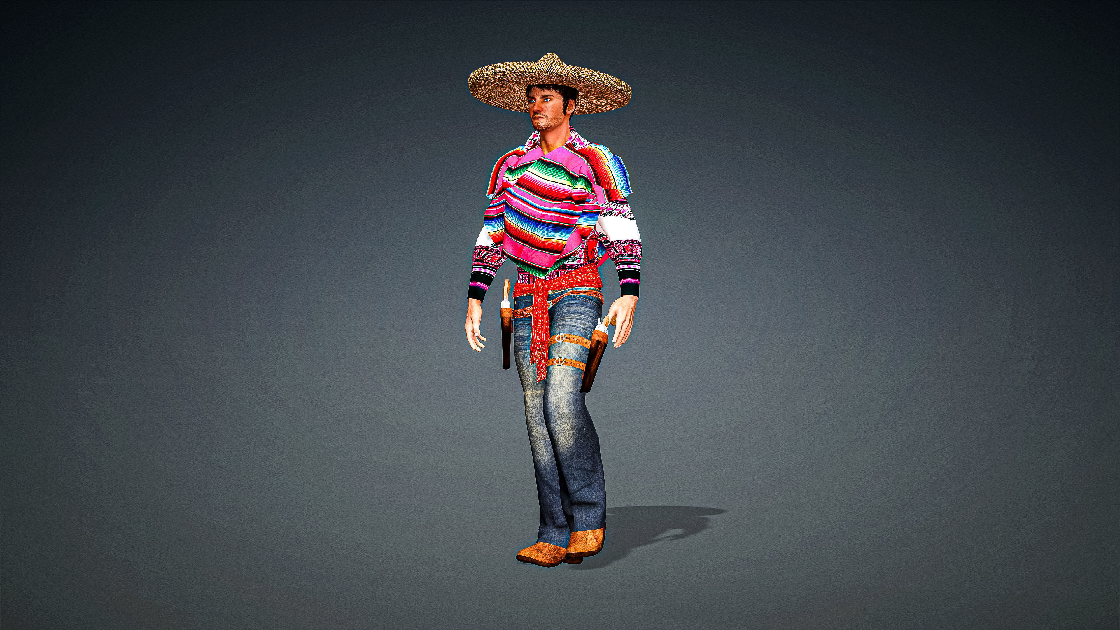 High Quality Realistic Man Mexican Low-poly 3D model_4