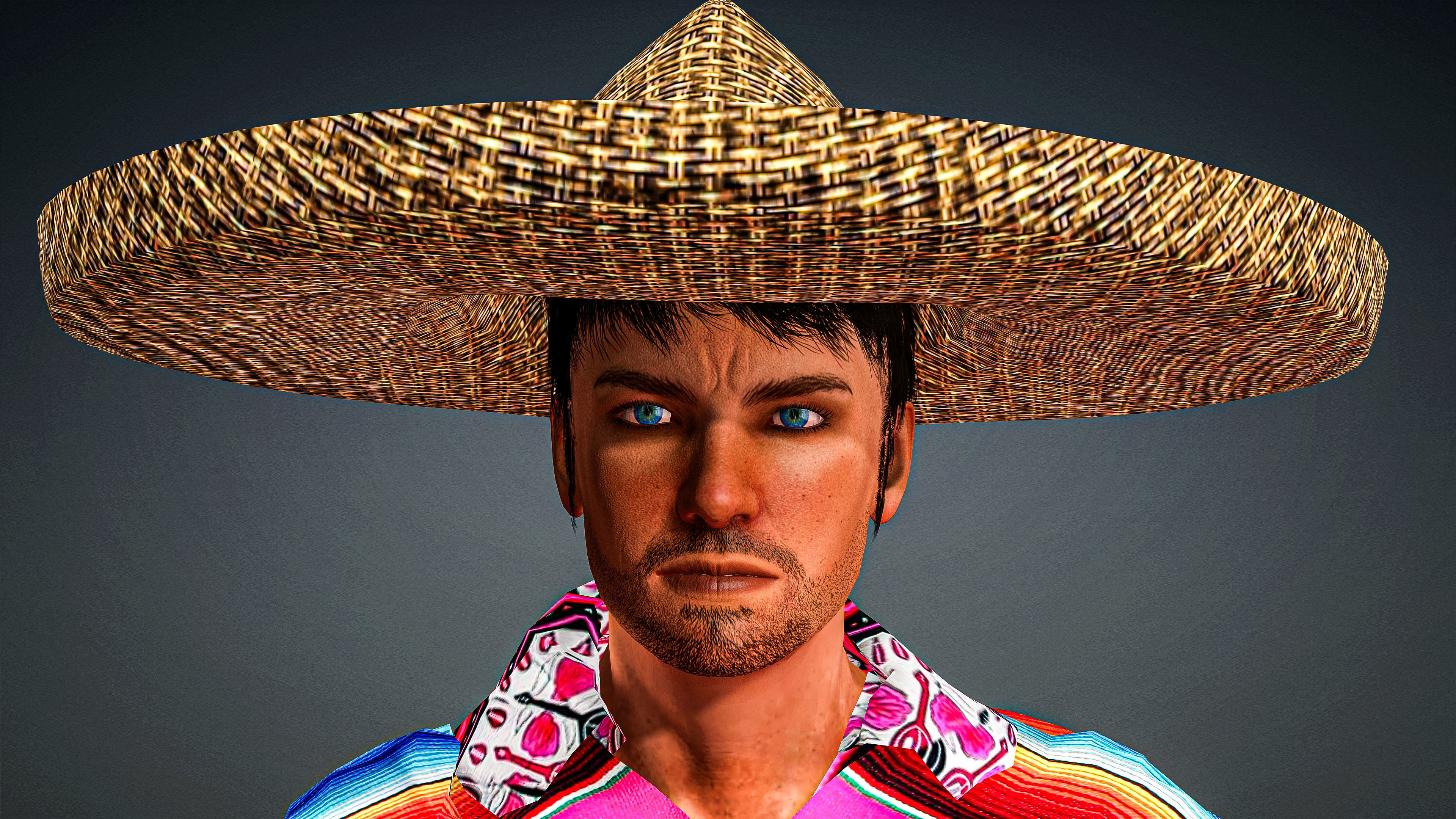 High Quality Realistic Man Mexican Low-poly 3D model_3