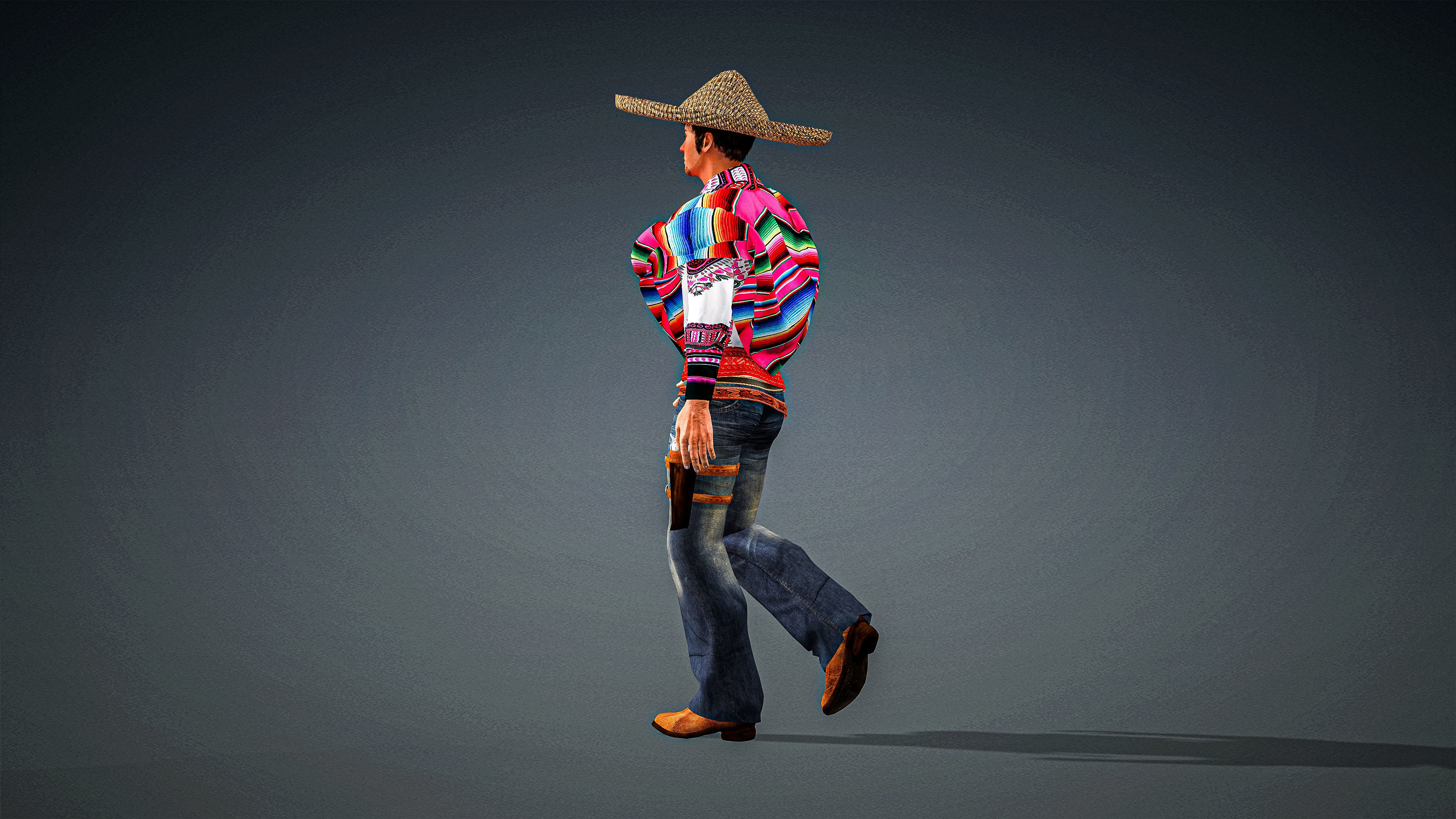 High Quality Realistic Man Mexican Low-poly 3D model_7