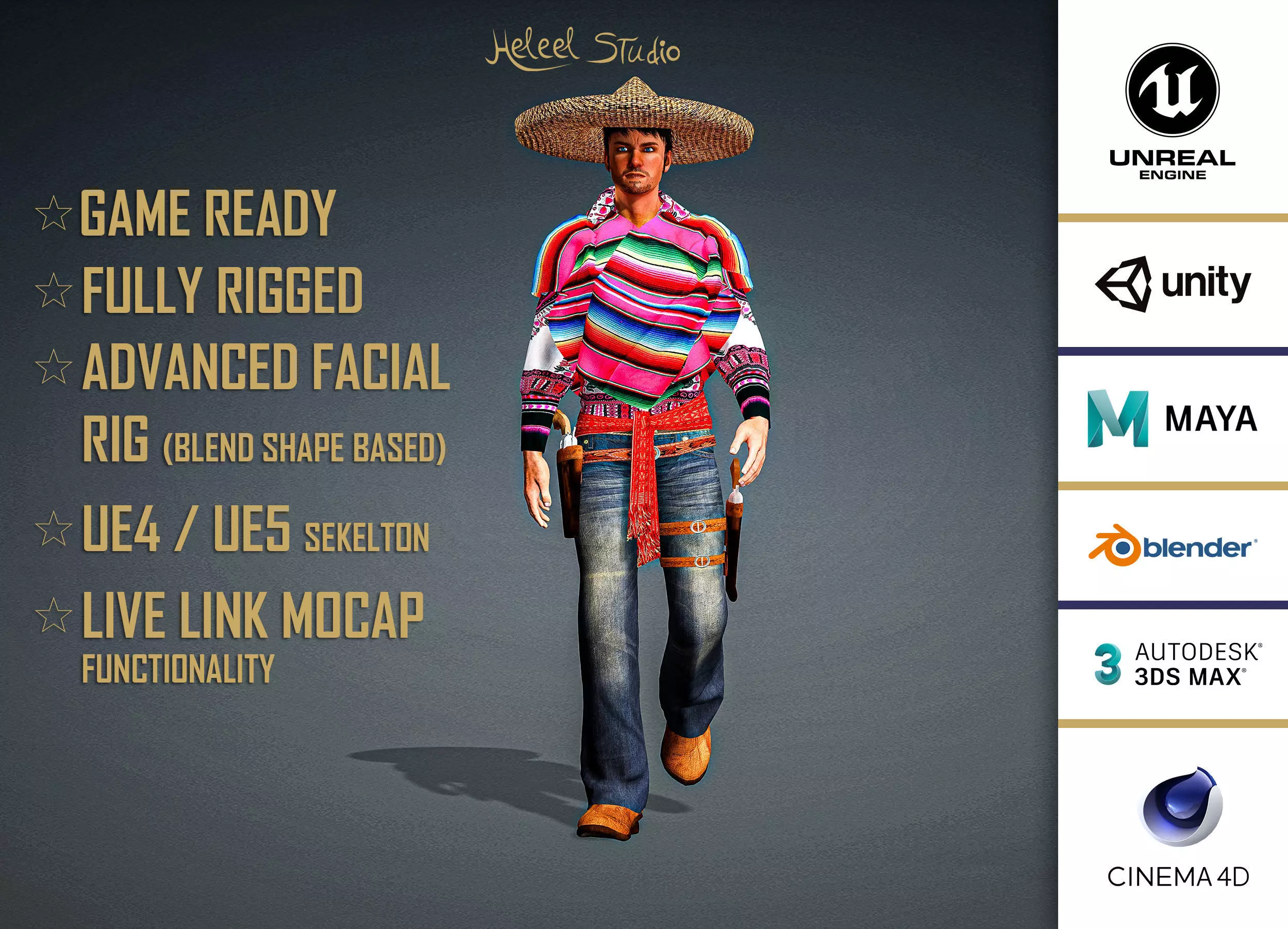 High Quality Realistic Man Mexican Low-poly 3D model_0
