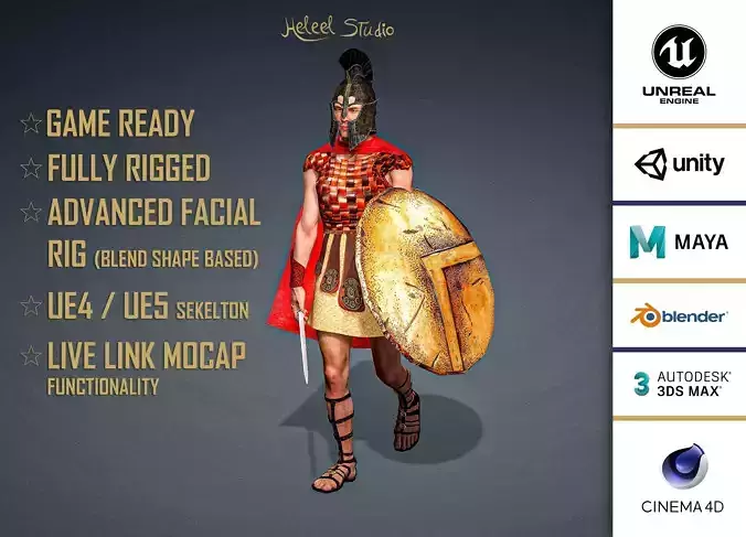 High Quality Realistic Man Greek Warrior