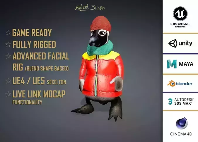 High Quality Cartoon Penguin Low-poly 3D model
