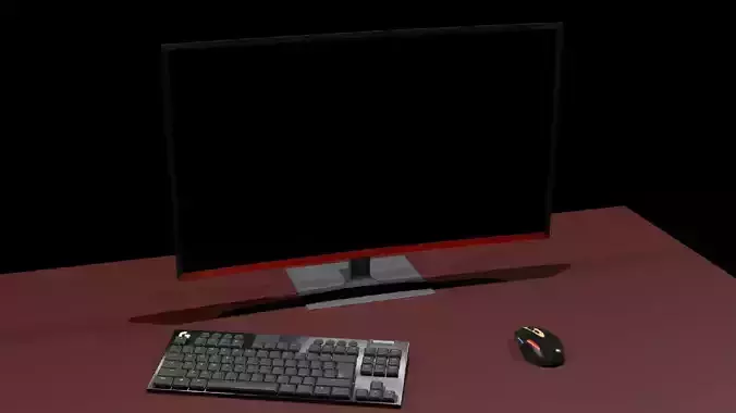 CURVED MONITOR LOW POLY - READY TO GAME