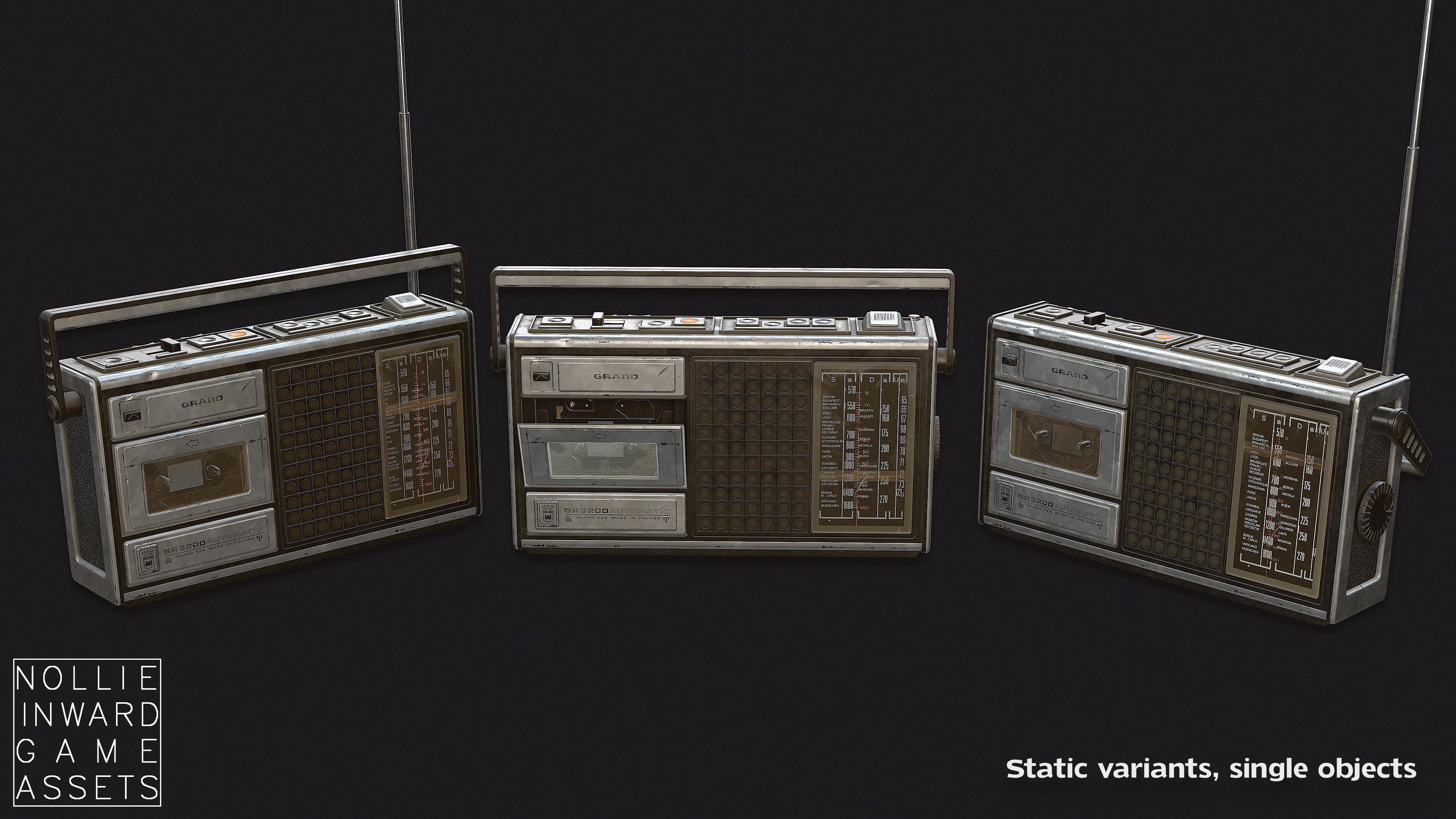 Vintage Radio Grand Clean and Dirty - Game Ready Hero Props 3D Model Collection_12