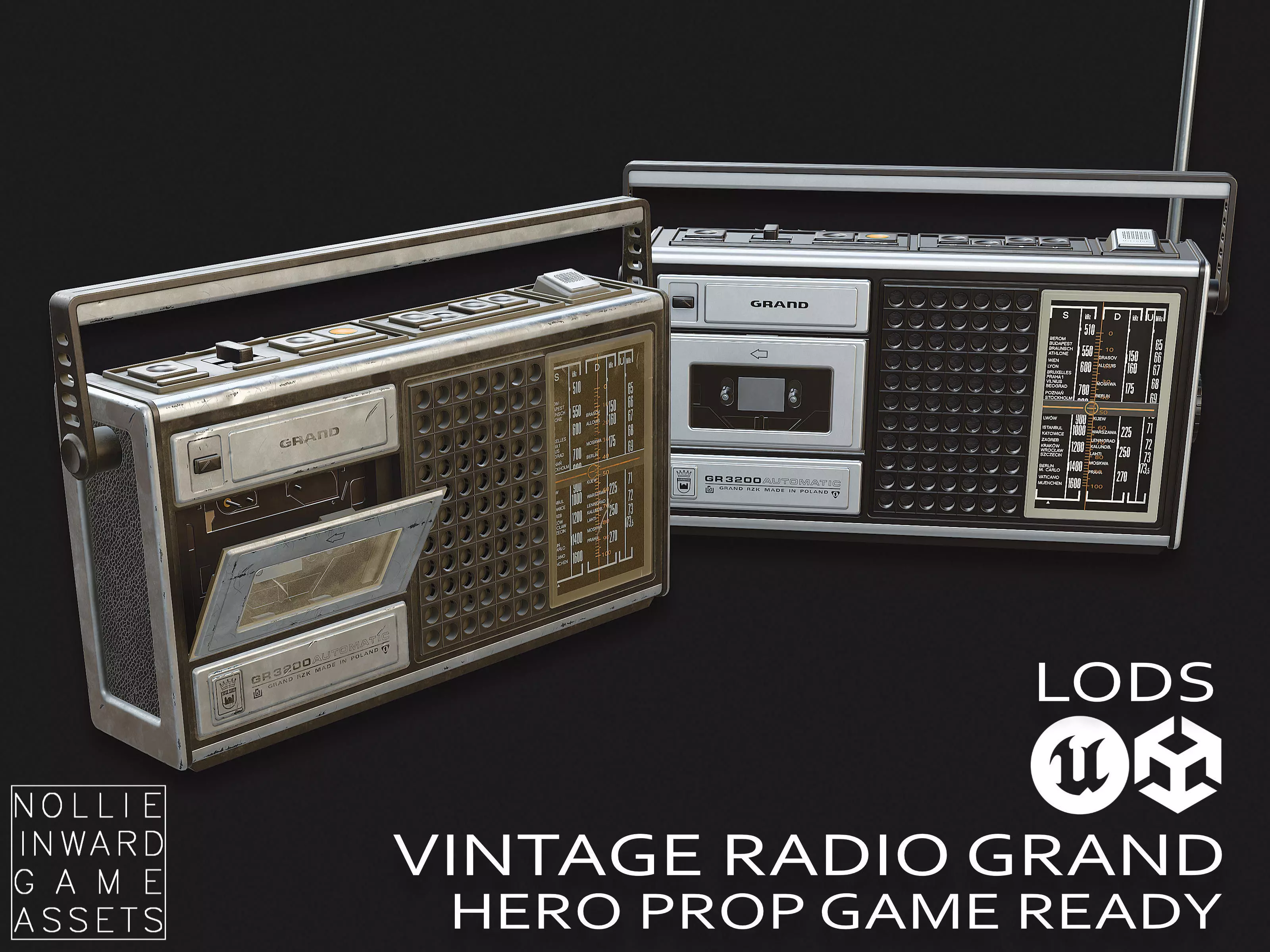 Vintage Radio Grand Clean and Dirty - Game Ready Hero Props 3D Model Collection_0