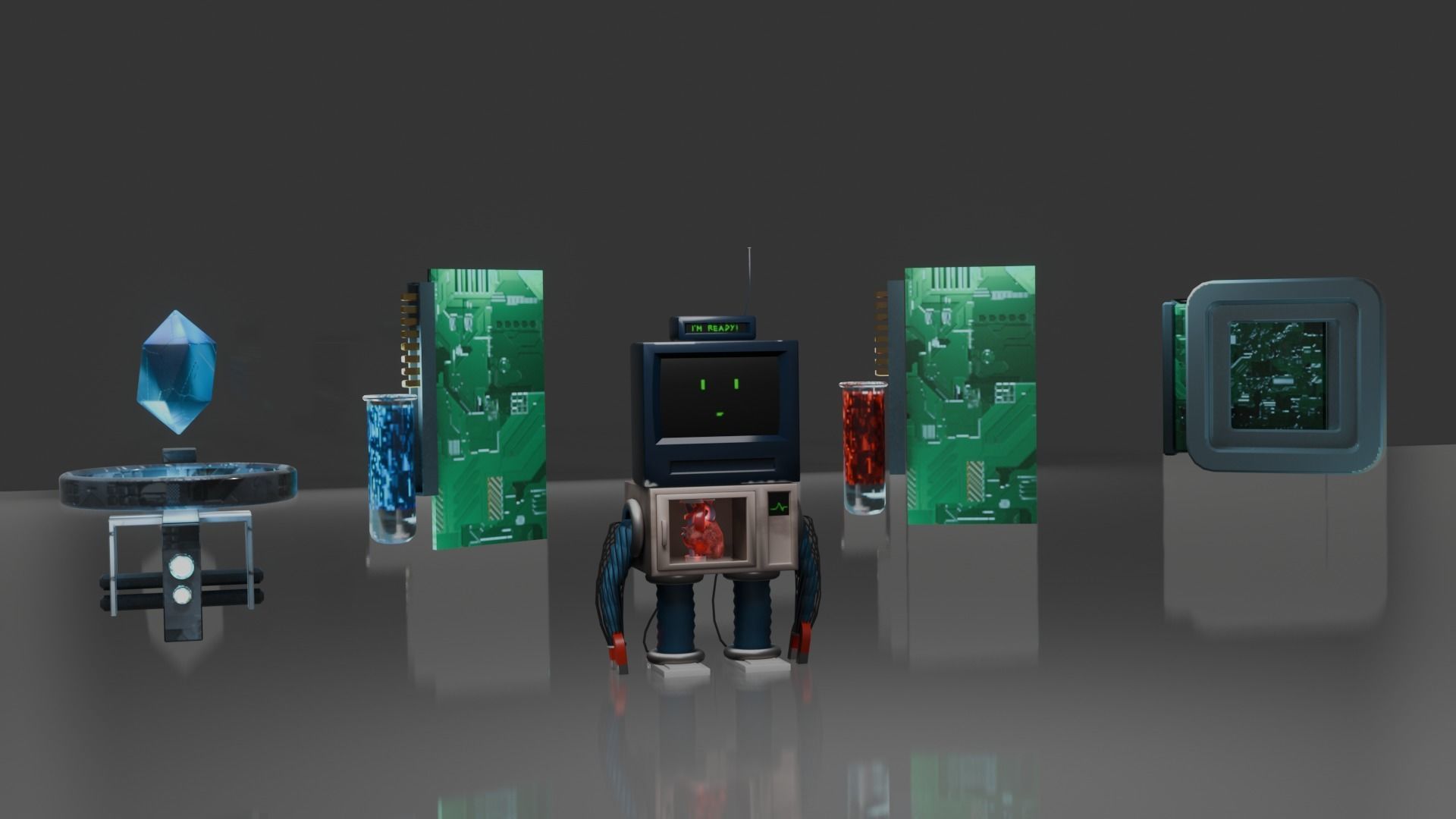 Home appliances robot Low-poly 3D model_10
