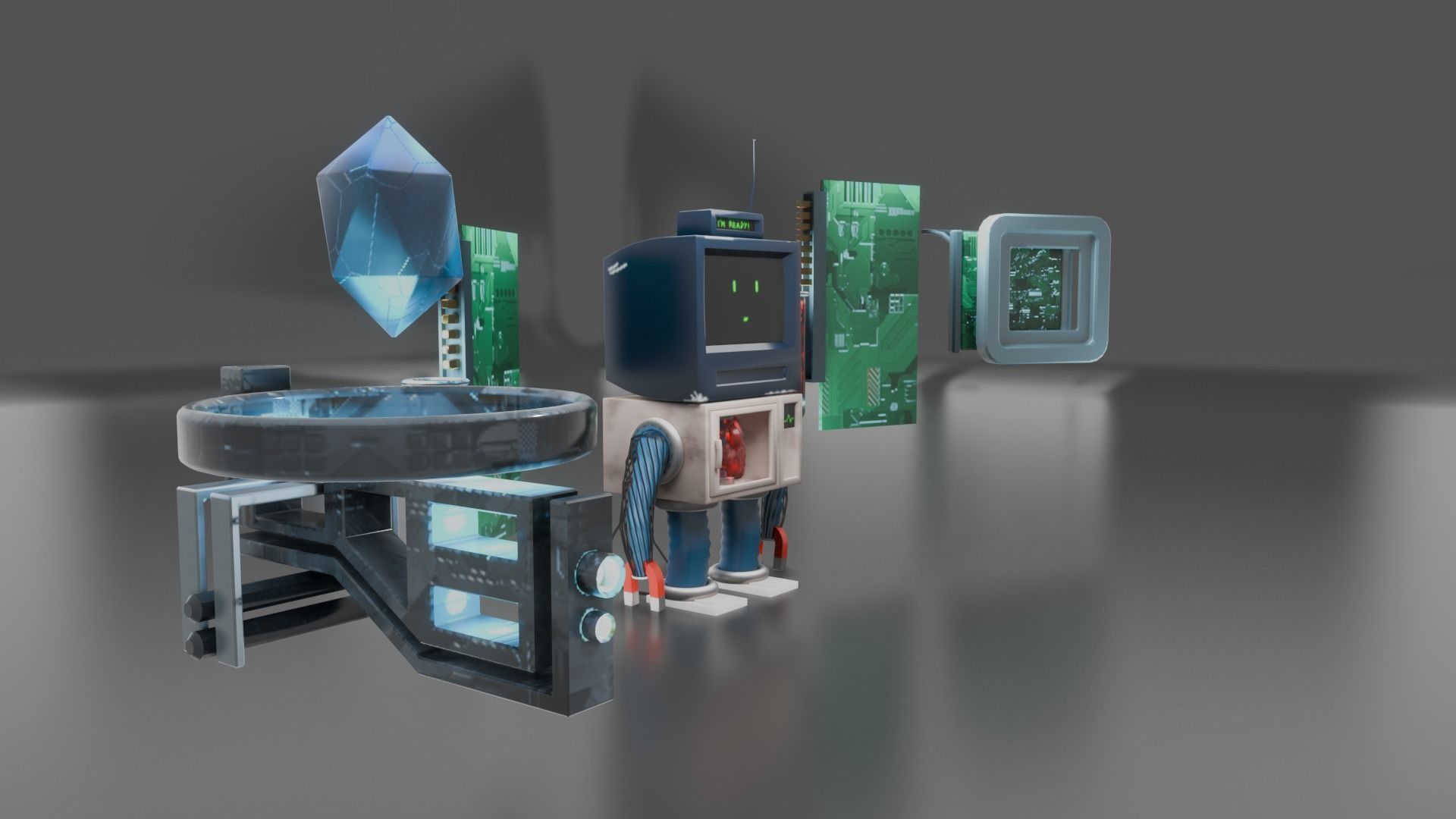 Home appliances robot Low-poly 3D model_24