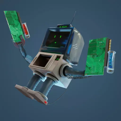 Home appliances robot Low-poly 3D model_0