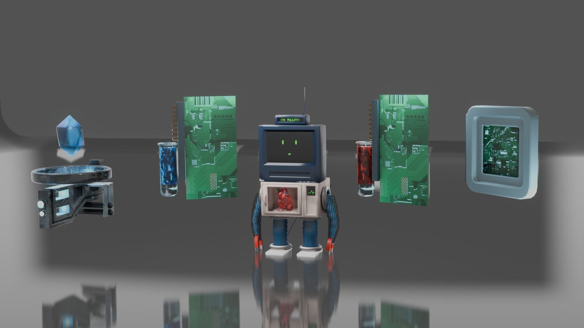 Home appliances robot Low-poly 3D model_20