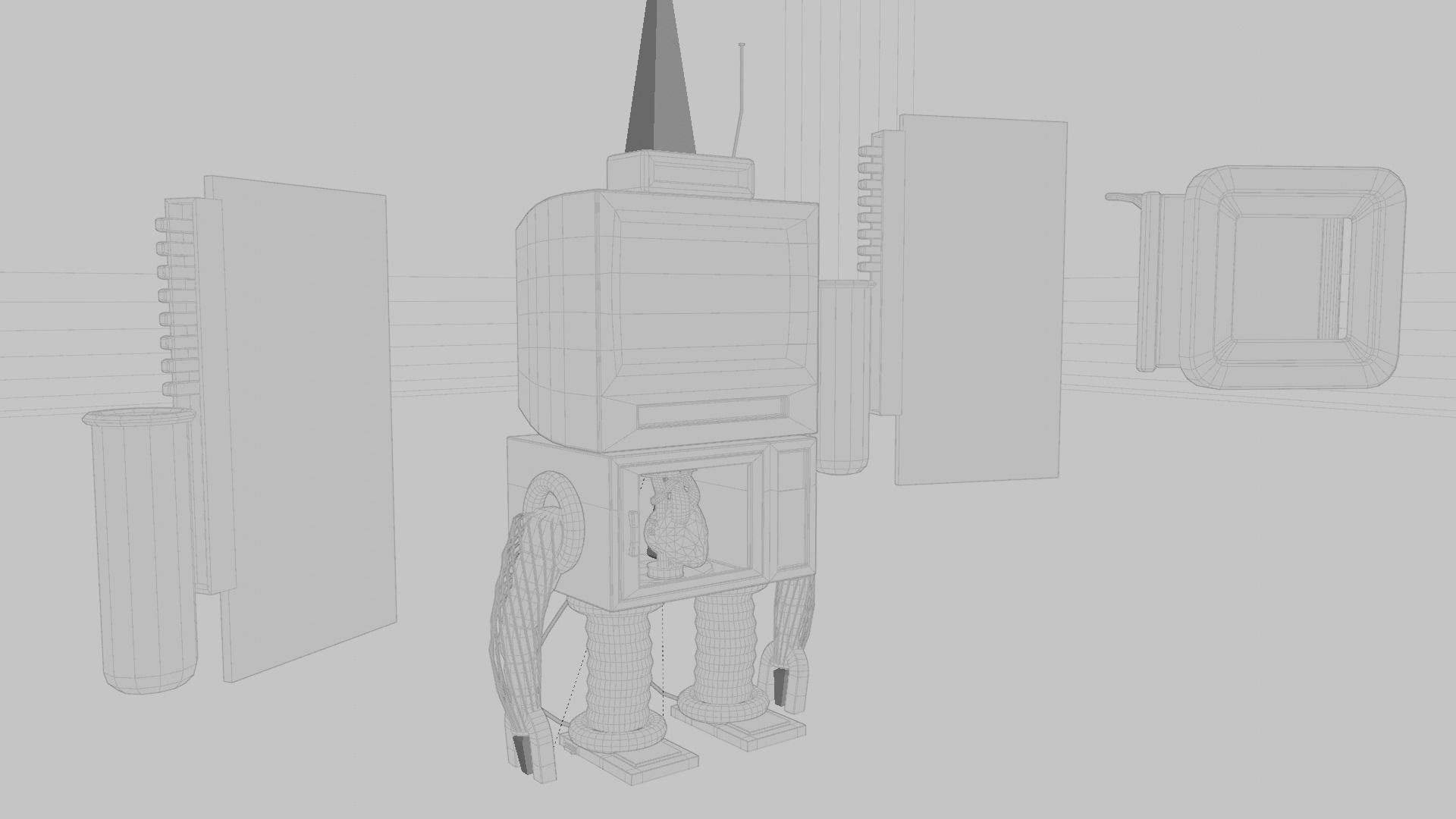 Home appliances robot Low-poly 3D model_23