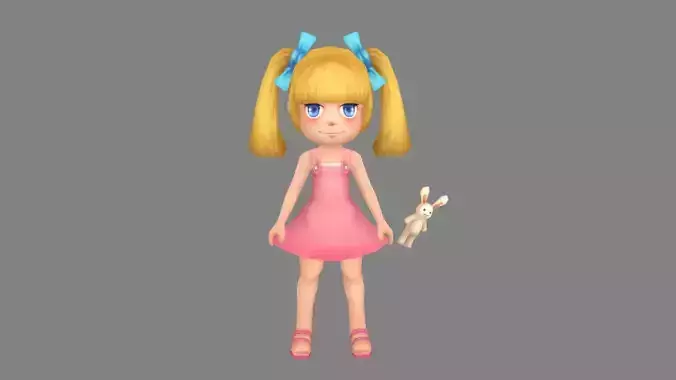 Cartoon girl in dress