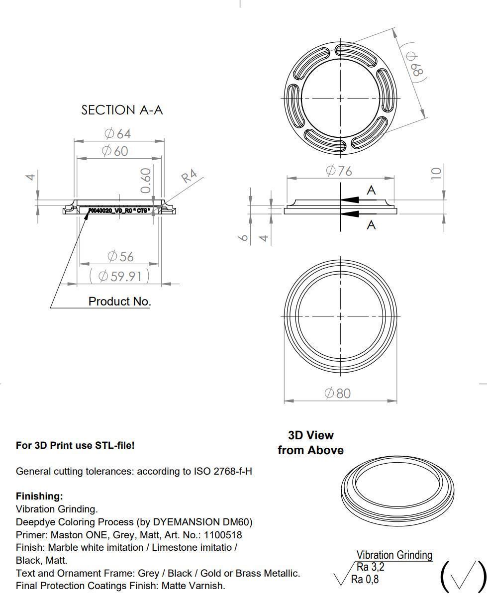 Base for Type-A Pedestal d80 D60 H10 hs4 3D print model_1