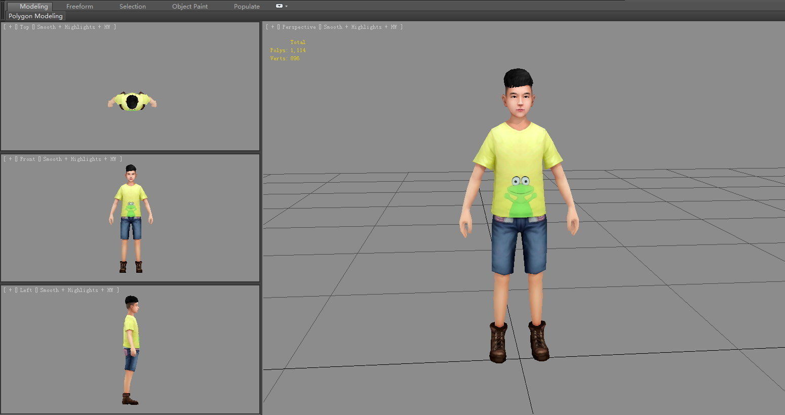 Cartoon teenage boy Low-poly 3D model_4