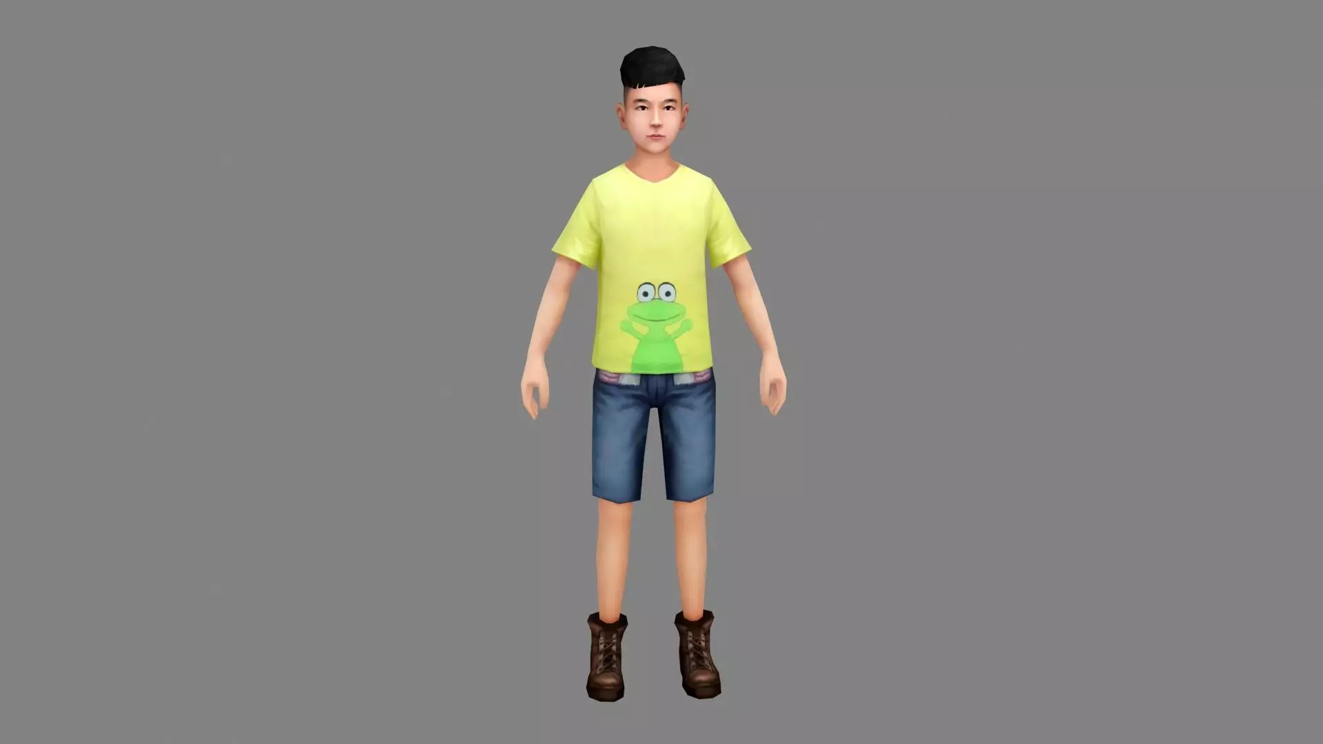 Cartoon teenage boy Low-poly 3D model_0