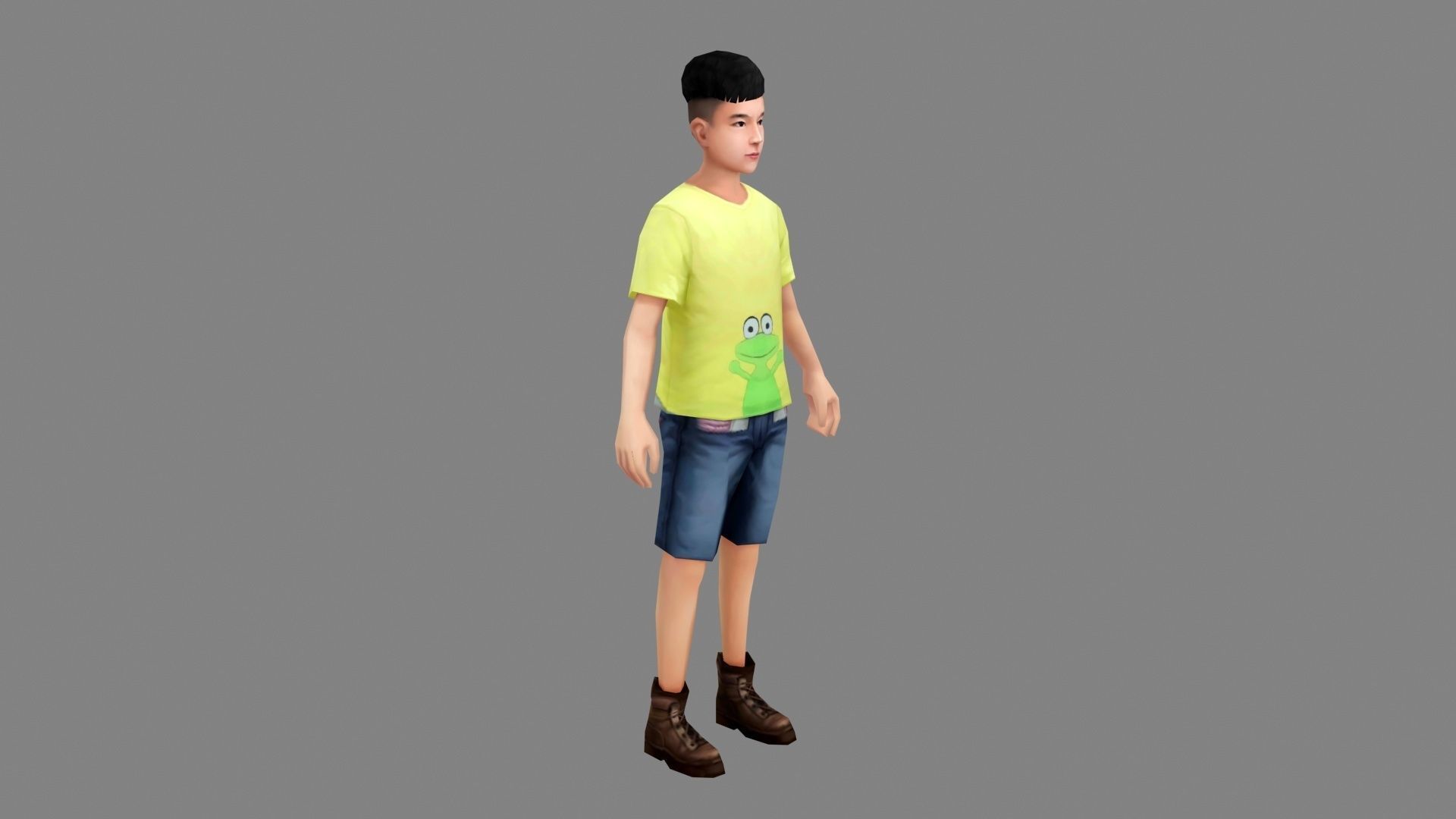 Cartoon teenage boy Low-poly 3D model_1