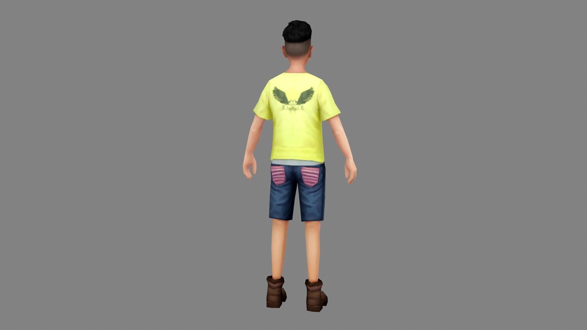 Cartoon teenage boy Low-poly 3D model_3