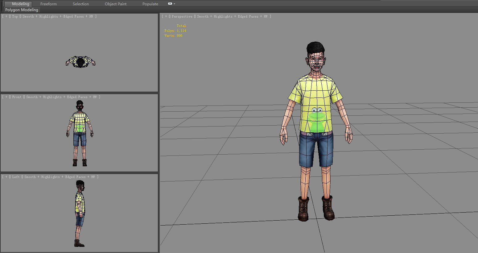 Cartoon teenage boy Low-poly 3D model_5
