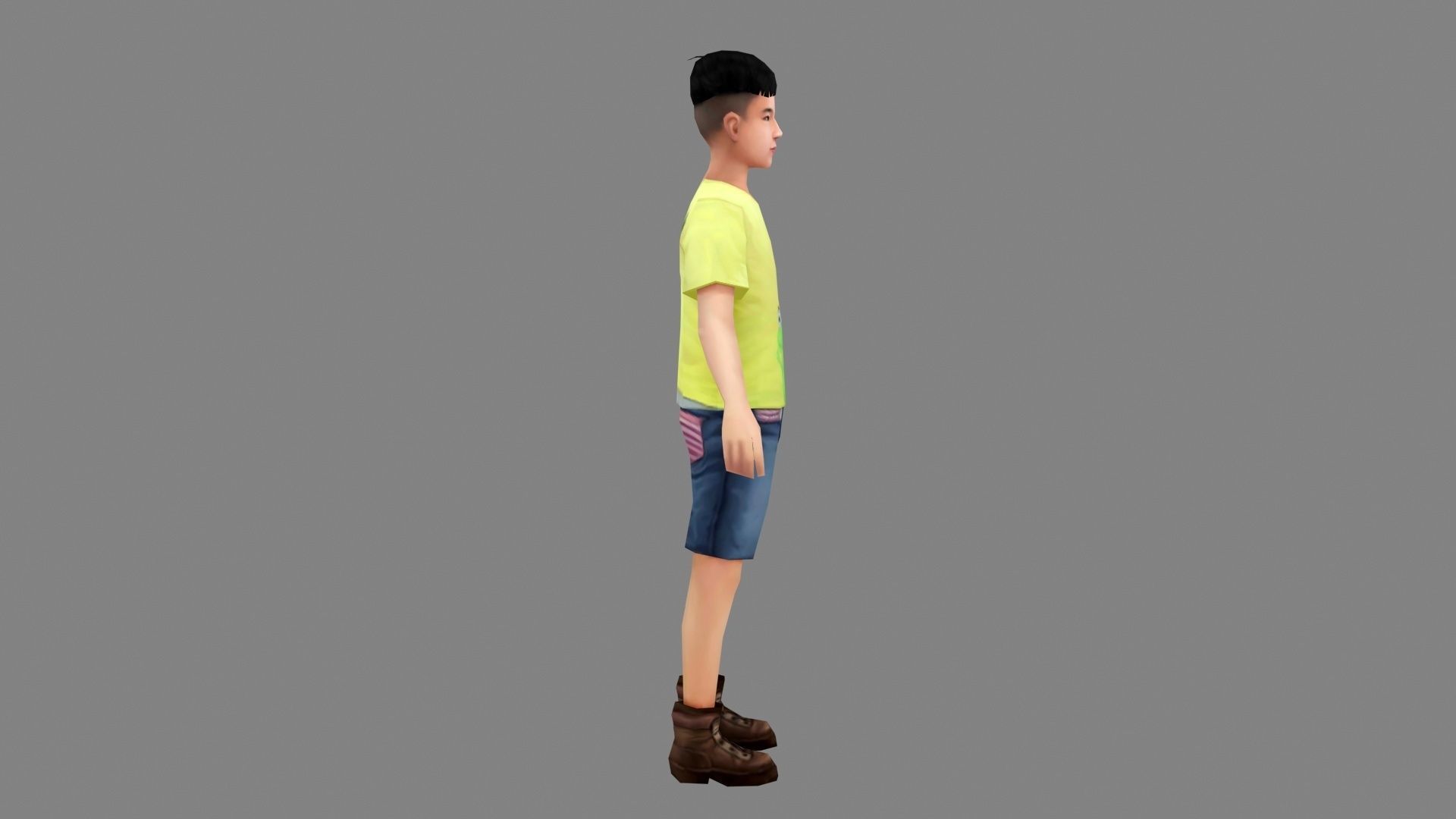 Cartoon teenage boy Low-poly 3D model_2