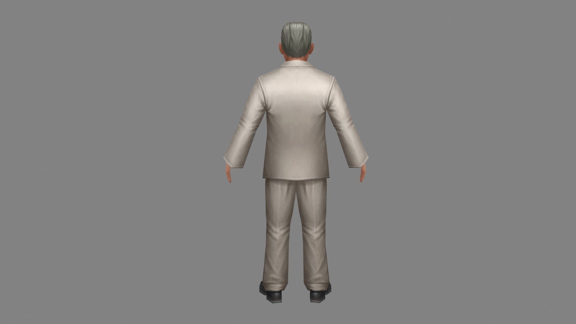 Cartoon old man in white suit with glasses Low-poly 3D model_2