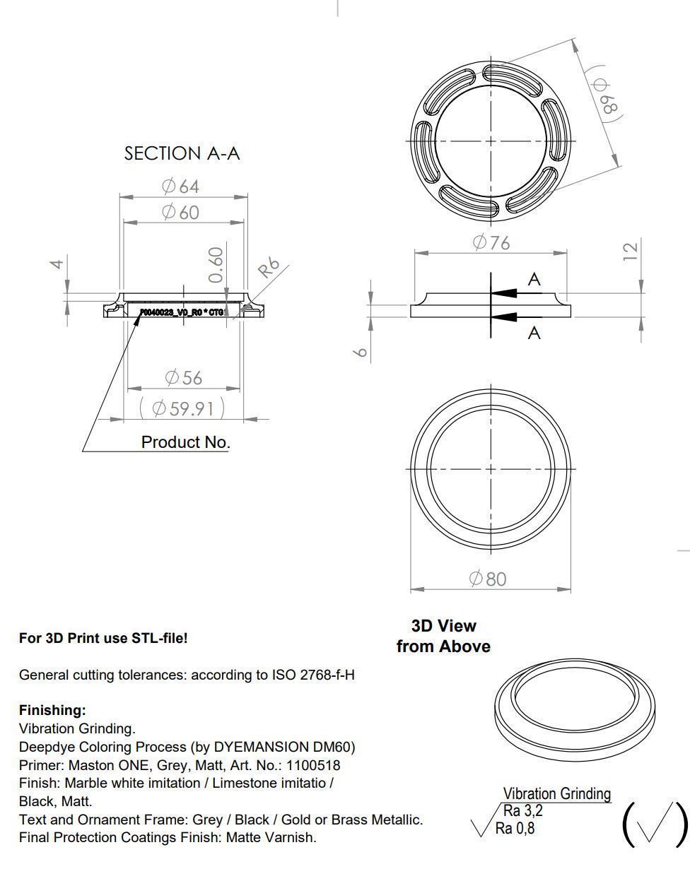 Base for Type-A Pedestal d80 D60 H12 hs4 3D print model_1