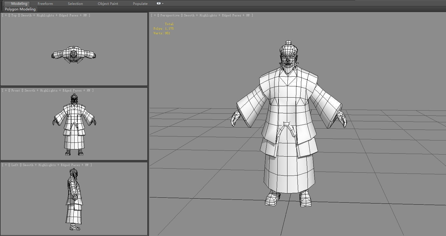 Cartoon Samurai of Japan - feudal lord Low-poly 3D model_6