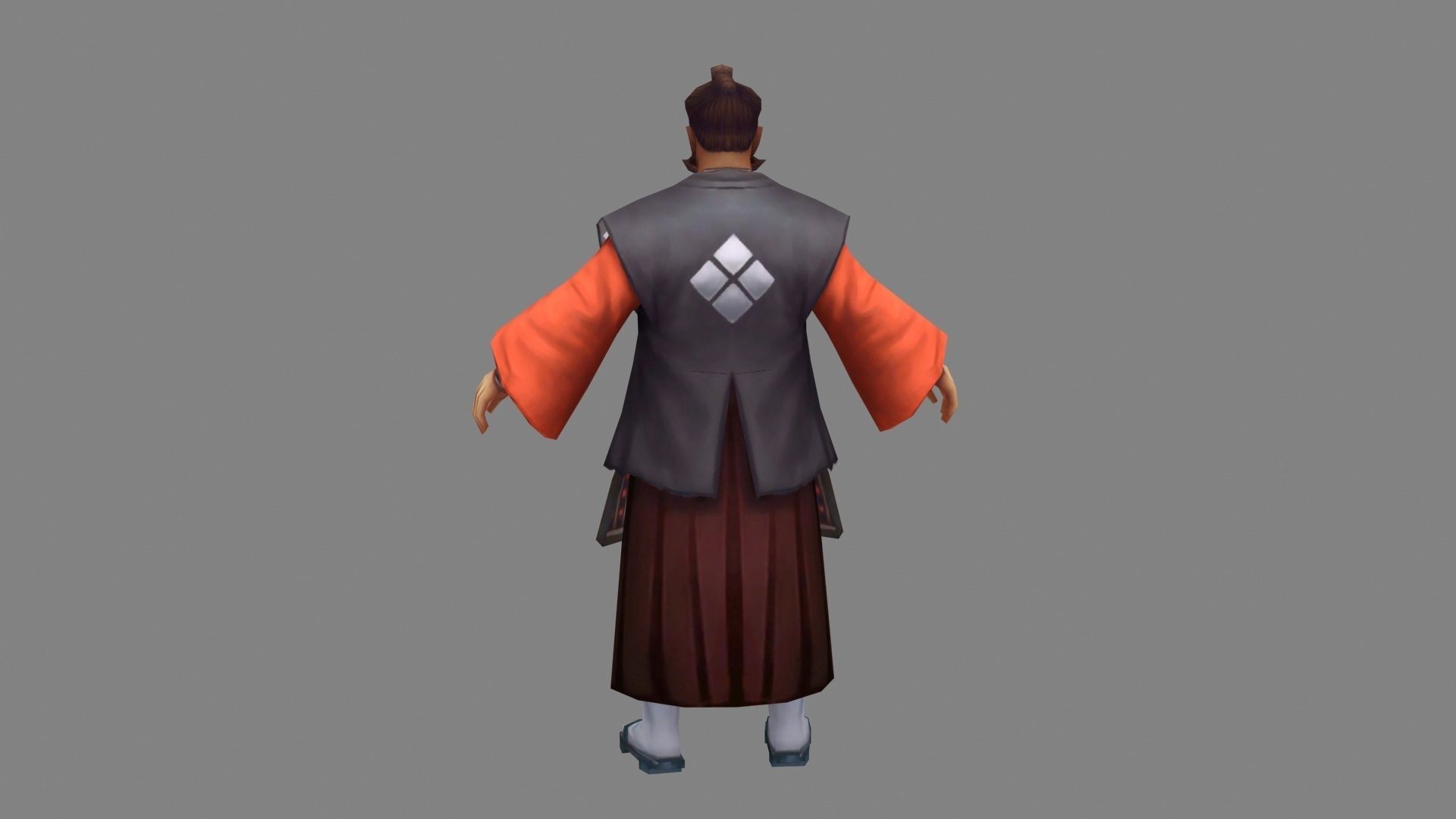 Cartoon Samurai of Japan - feudal lord Low-poly 3D model_3