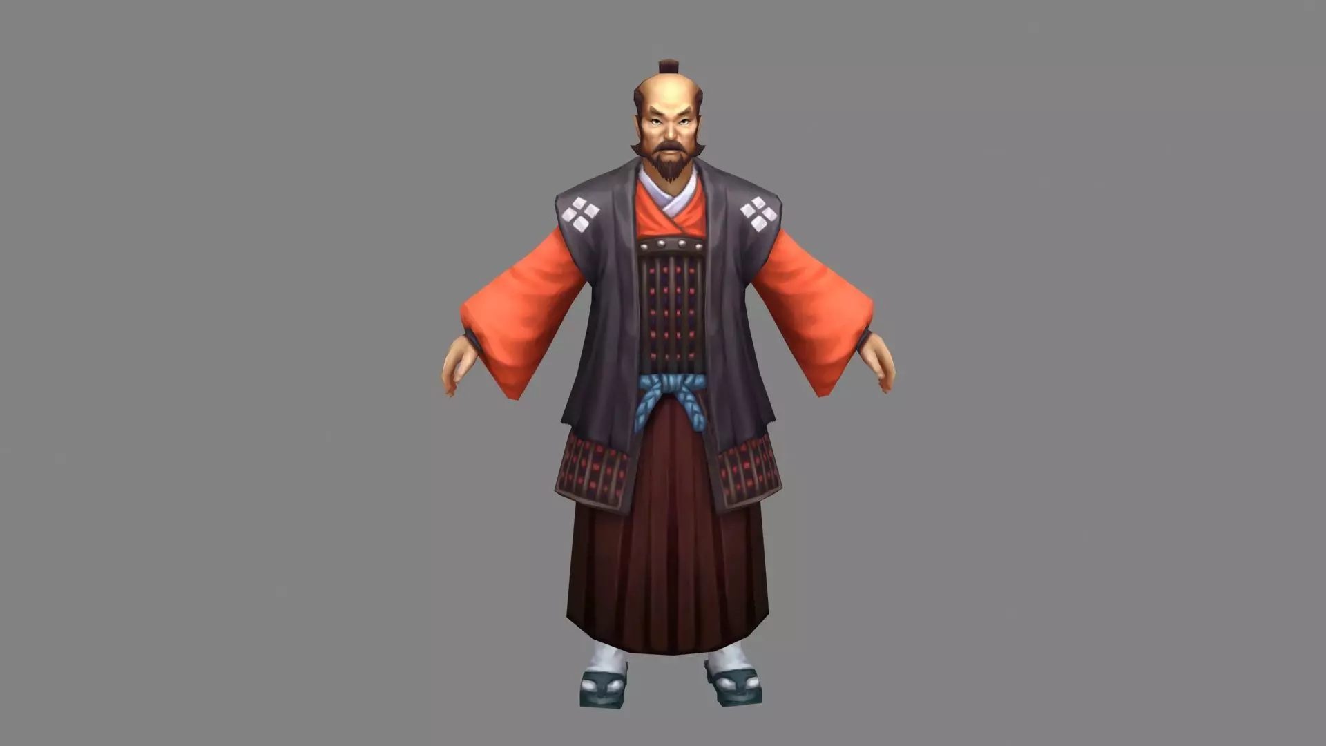 Cartoon Samurai of Japan - feudal lord Low-poly 3D model_0