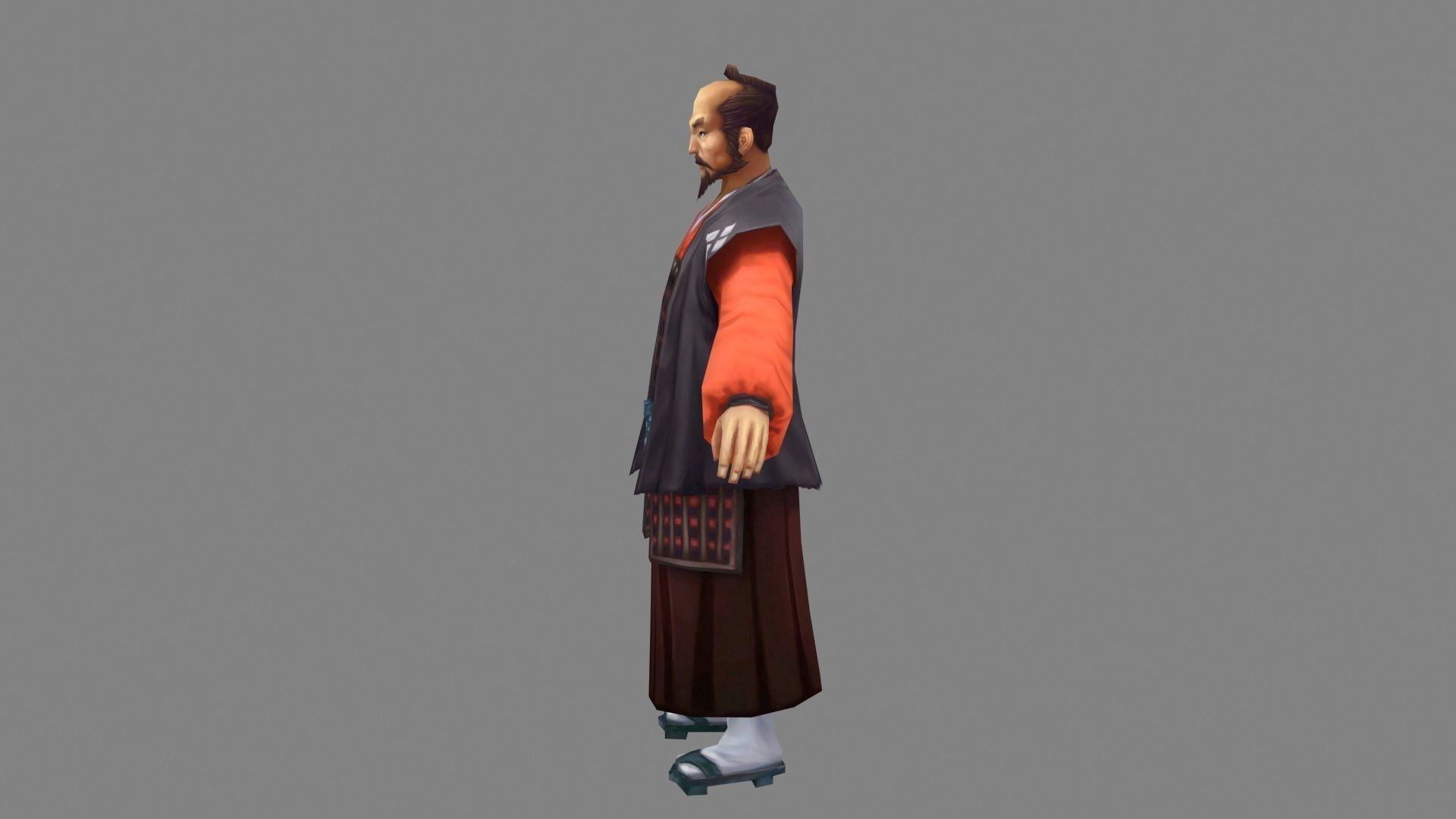 Cartoon Samurai of Japan - feudal lord Low-poly 3D model_2