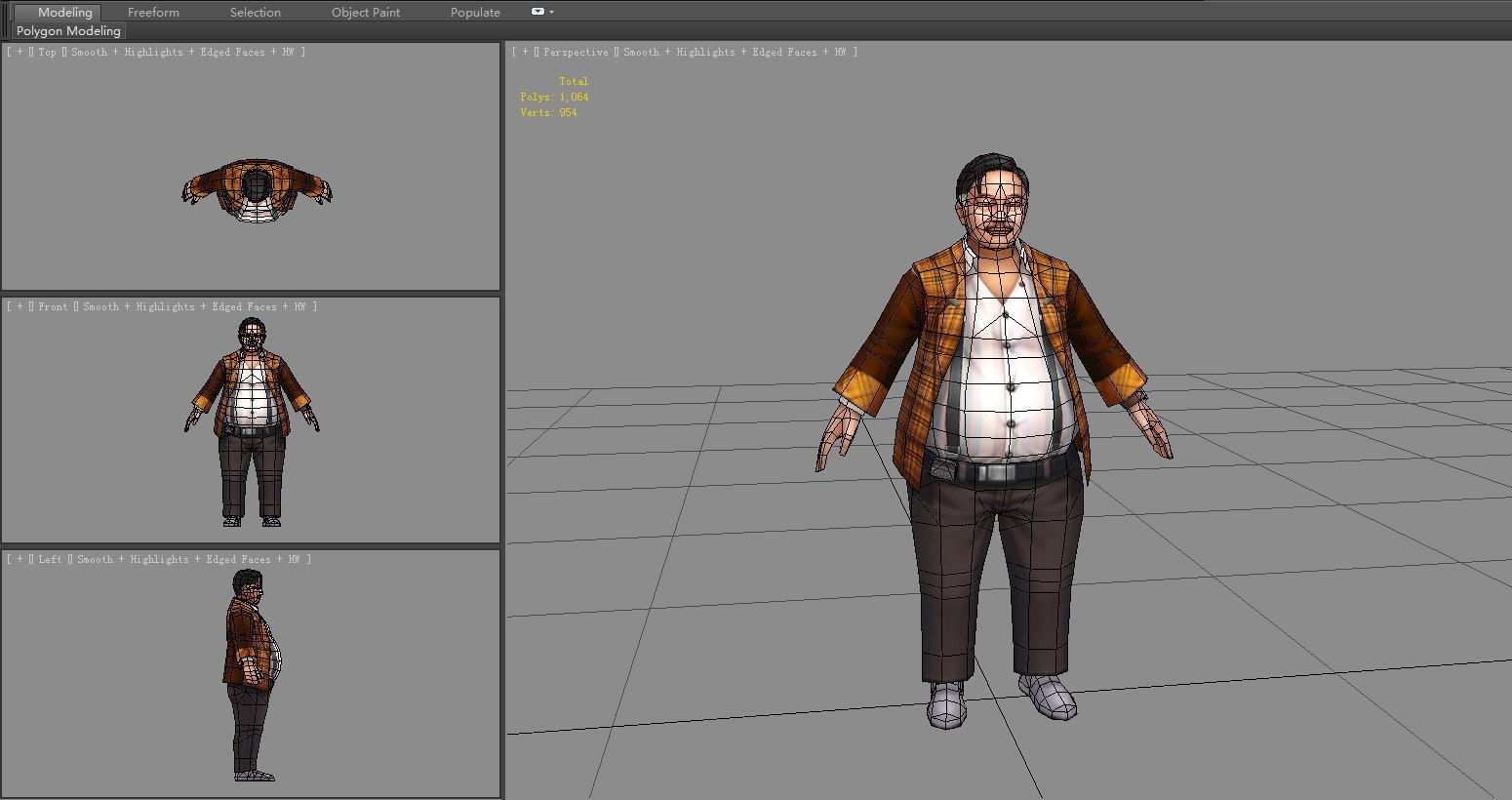 Asian middle aged and elderly man Low-poly 3D model_4