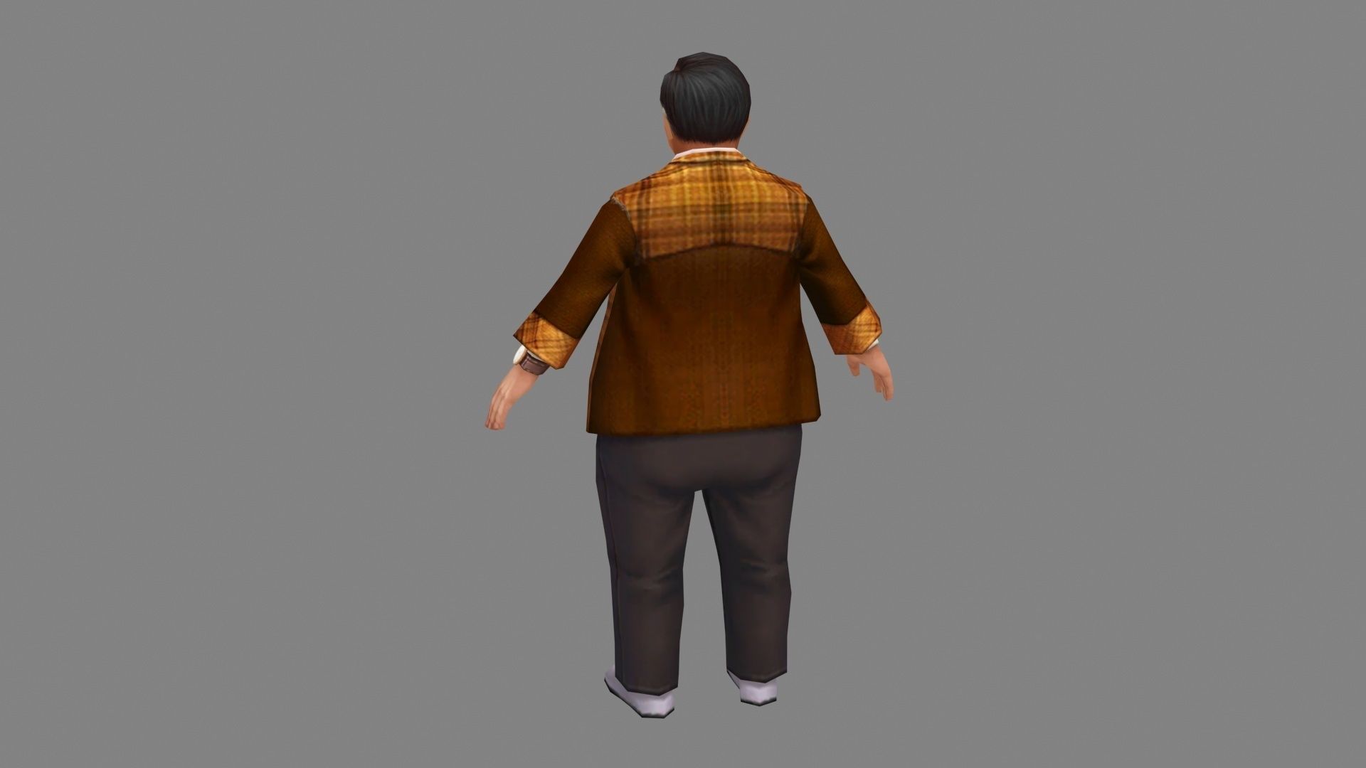 Asian middle aged and elderly man Low-poly 3D model_2