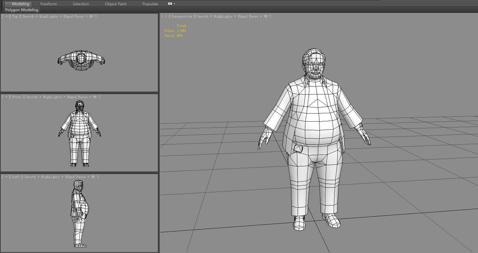 Asian middle aged and elderly man Low-poly 3D model_5