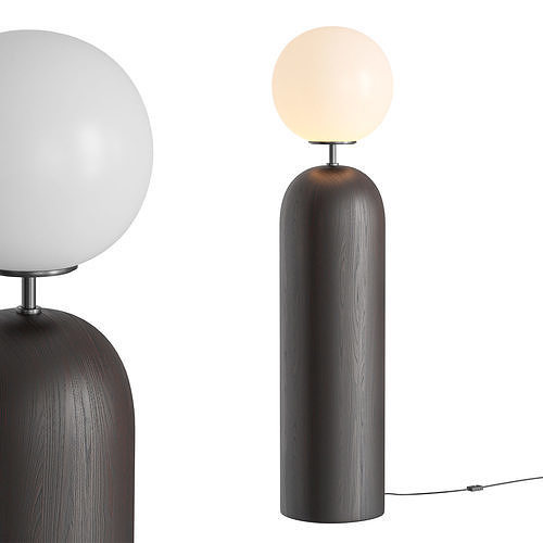 Ori Globe Floor Lamp With Black Wood Base 3D model