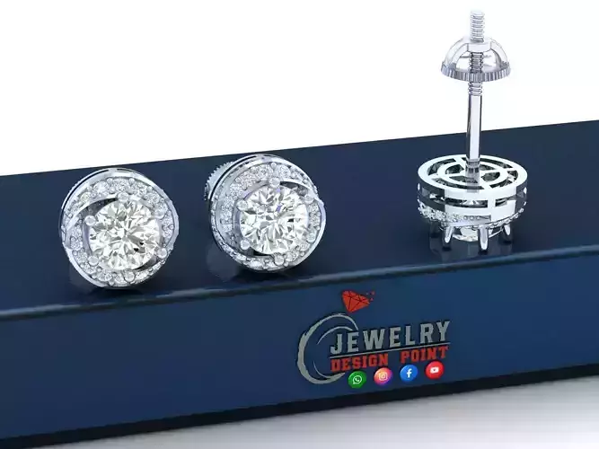 Custom Solitaire Round 1 Carat Diamond Studs - Earrings Unisex