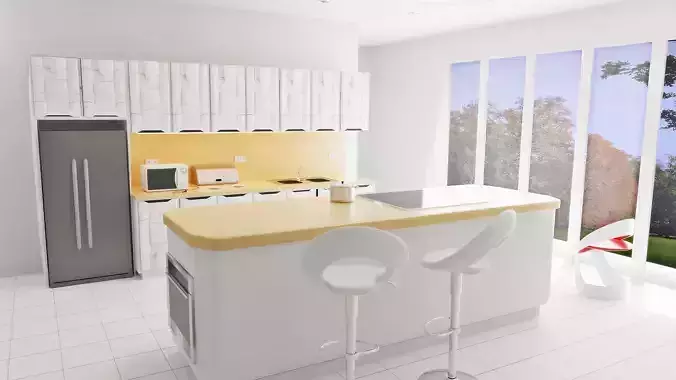 Modular sci fi kitchen 3D model