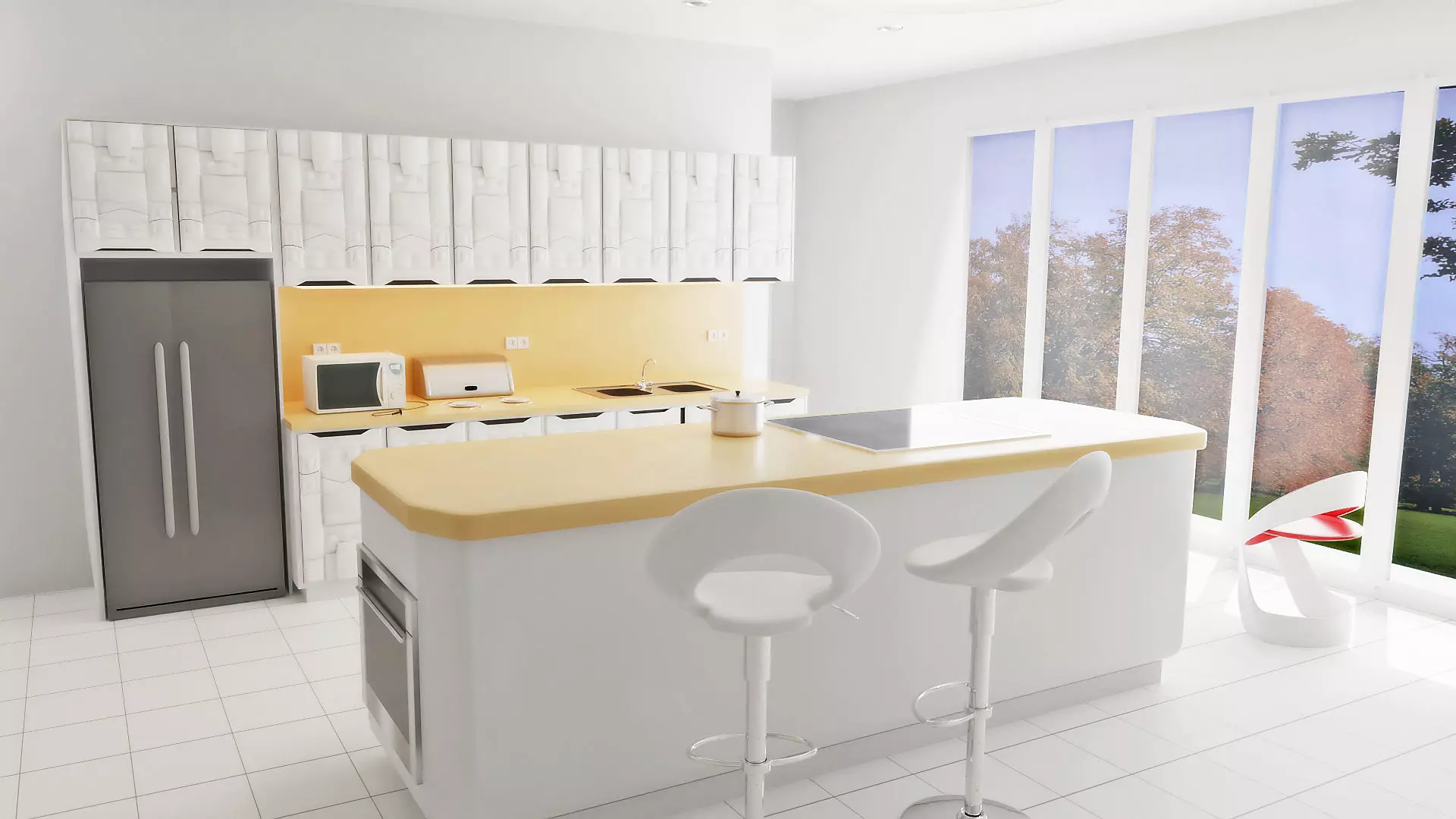 Modular sci fi kitchen 3D model_0