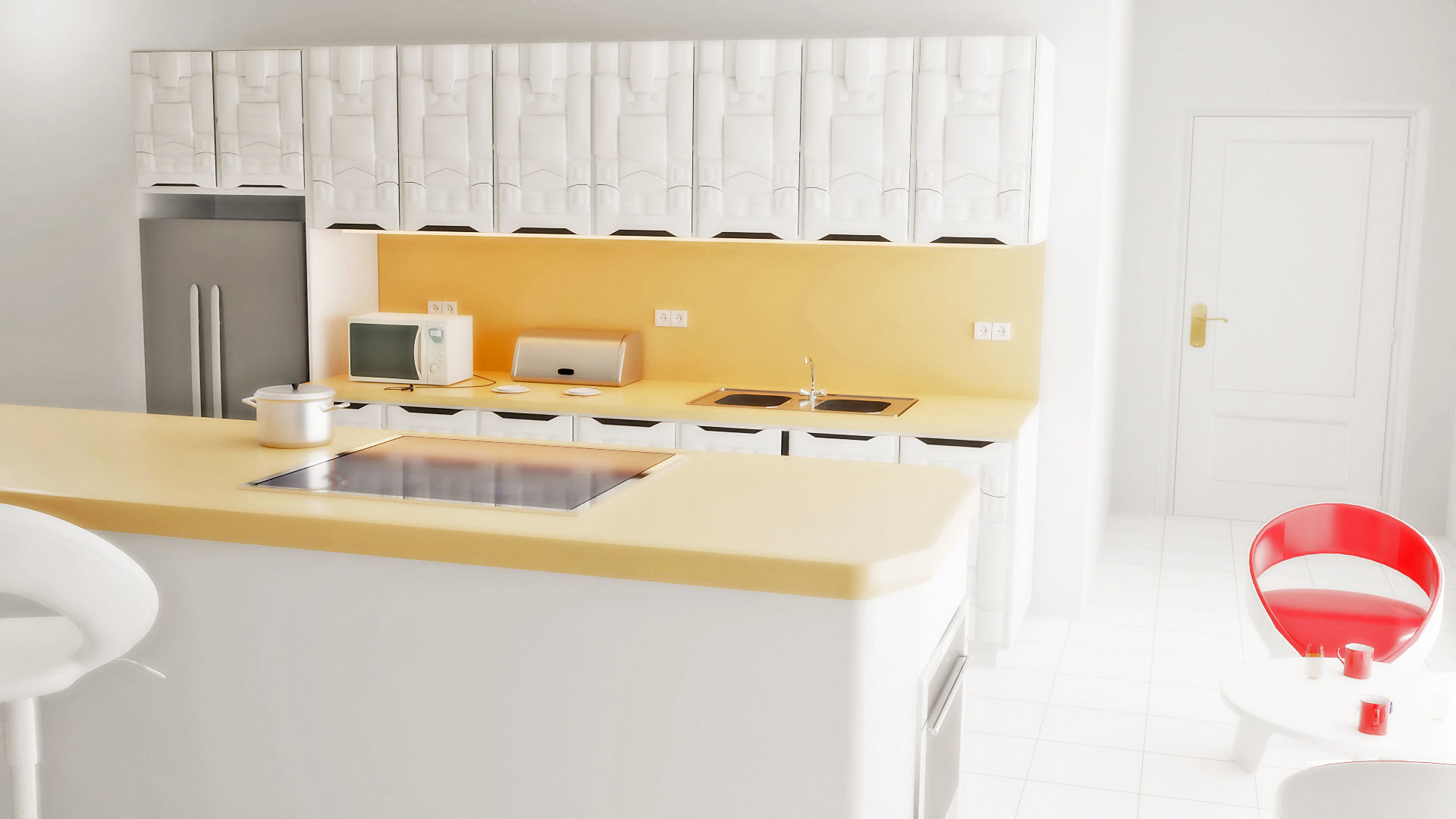 Modular sci fi kitchen 3D model_2