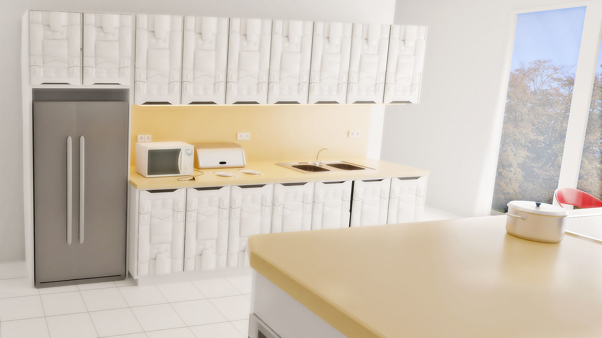 Modular sci fi kitchen 3D model_1