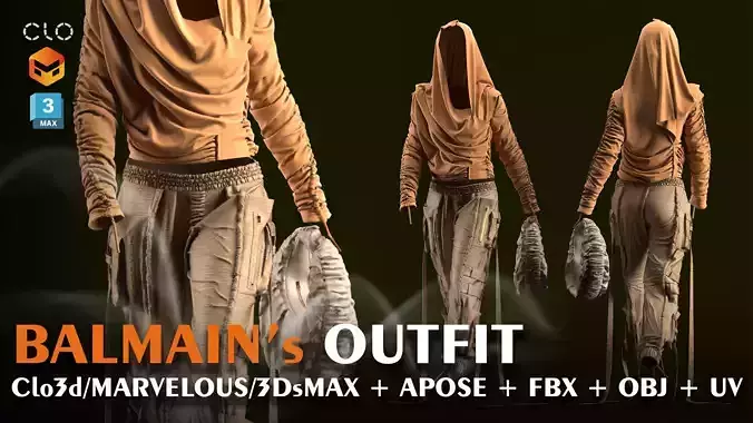 BALMAIN WOMAN OUTFIT 3D MODEL 3D model