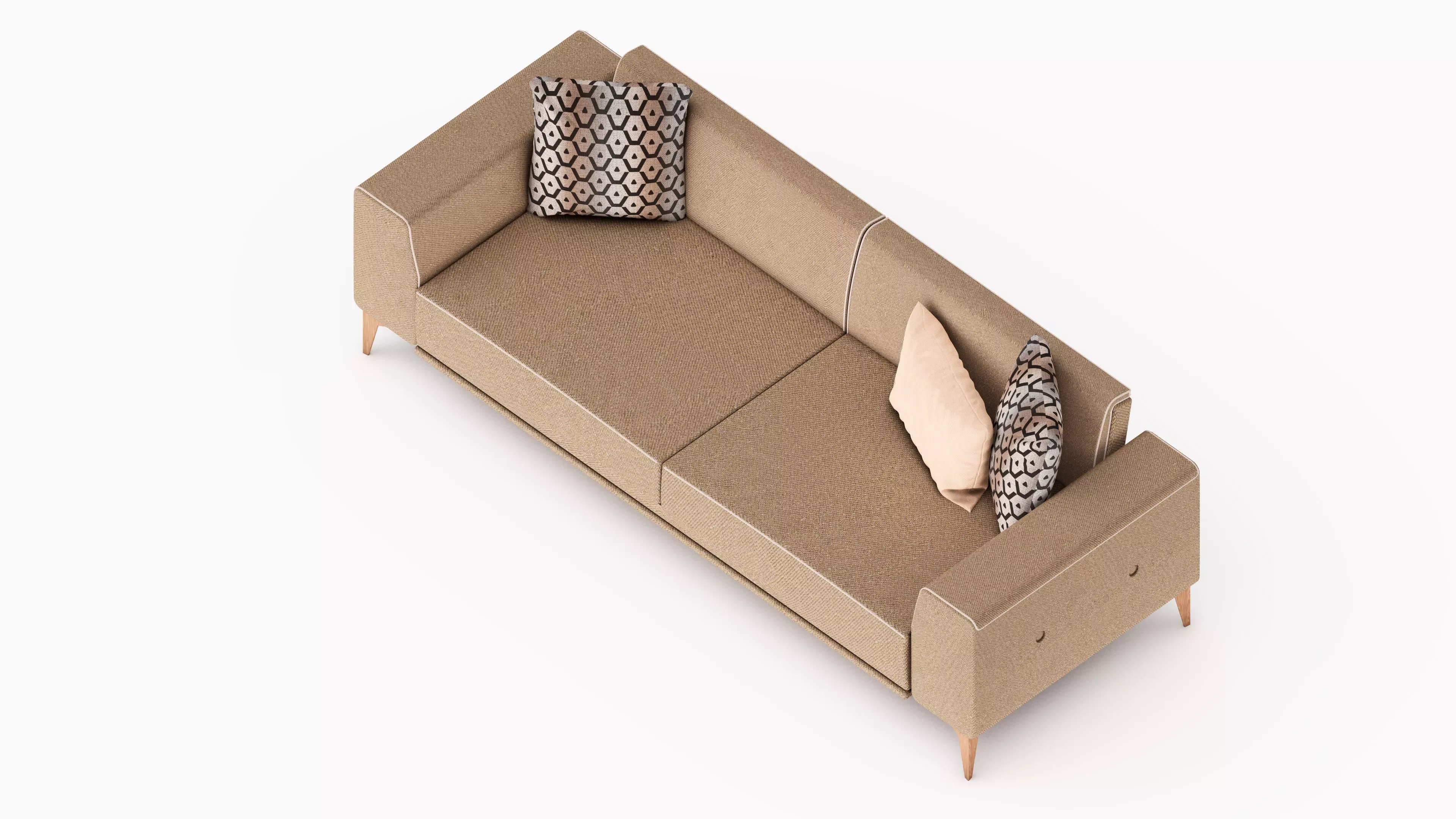 Modern Fabric Sofa Low-poly 3D model