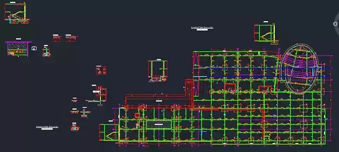 Reinforcement plan for reinforced concrete staircase DWG autocad