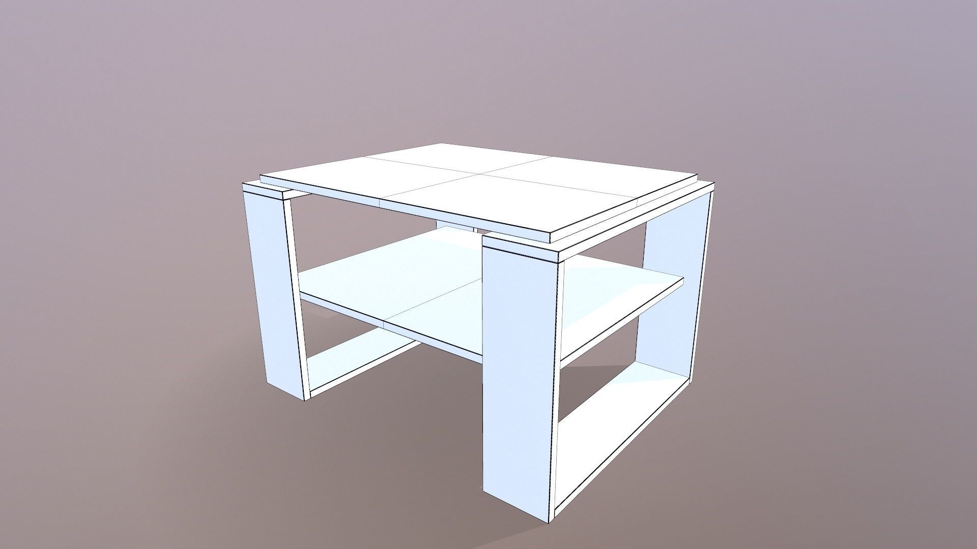 Wooden Coffee Table 3D model_12