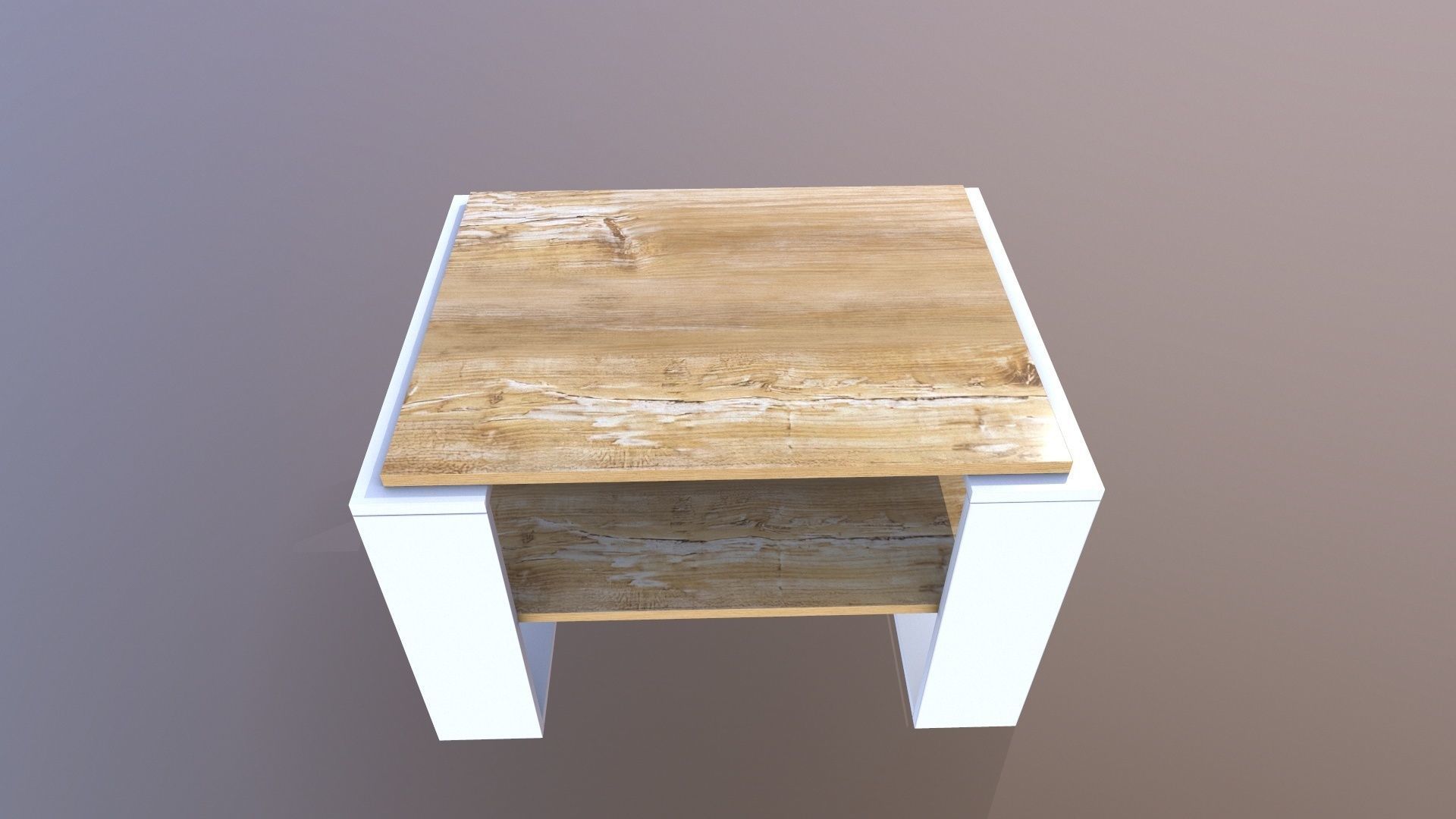Wooden Coffee Table 3D model_3