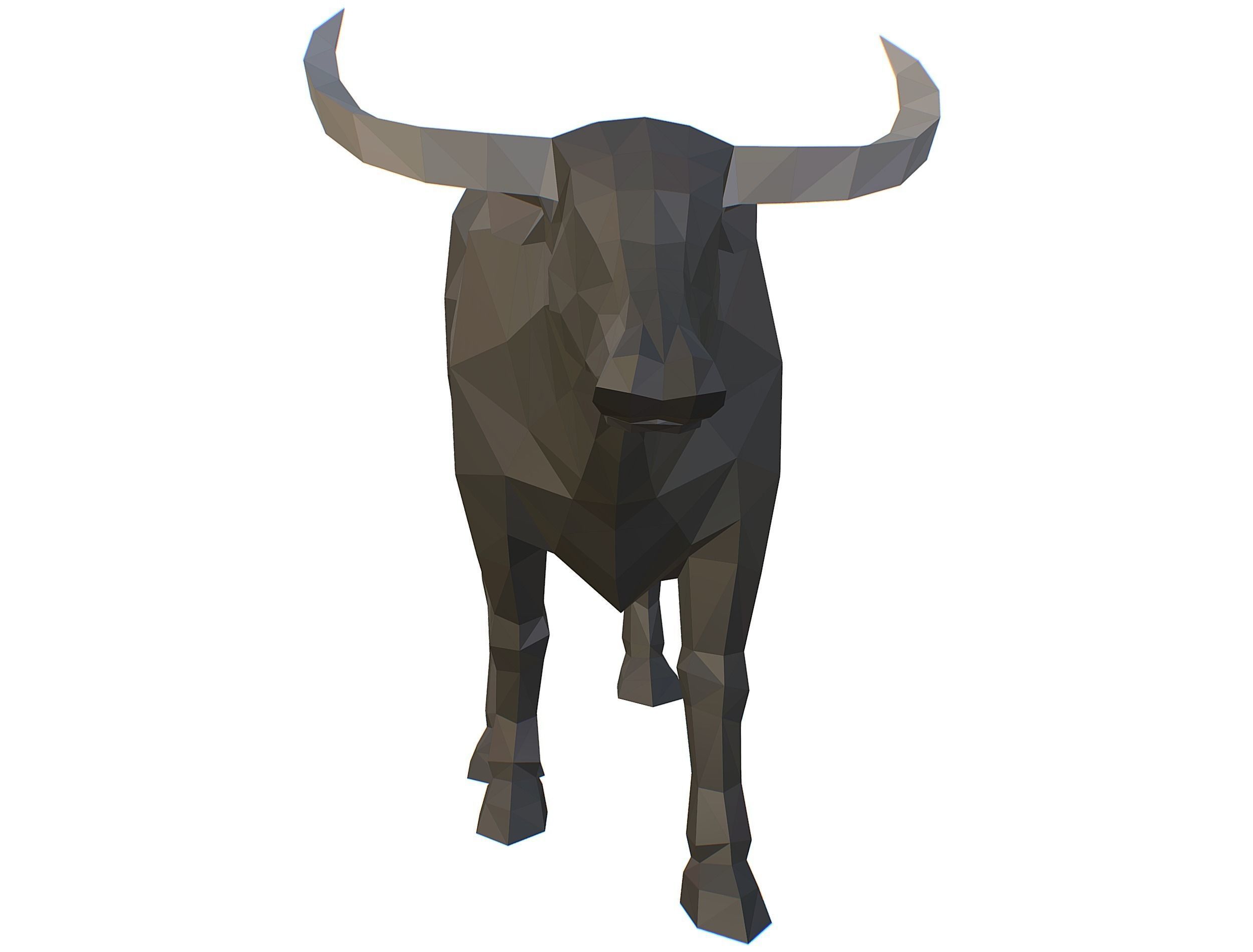 Animated Black Asian Bull Lowpoly Art Style Low-poly 3D model_15