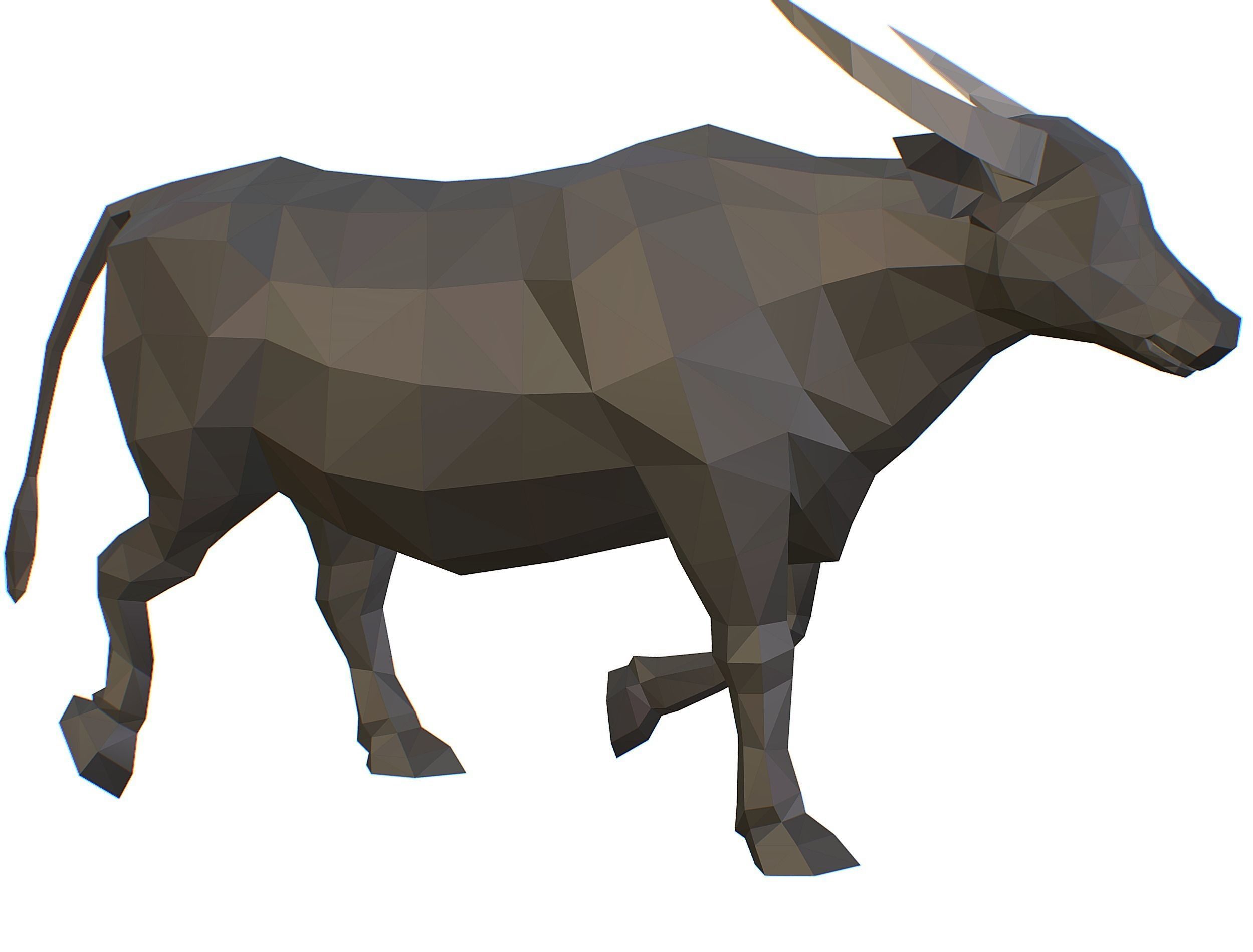 Animated Black Asian Bull Lowpoly Art Style Low-poly 3D model_8