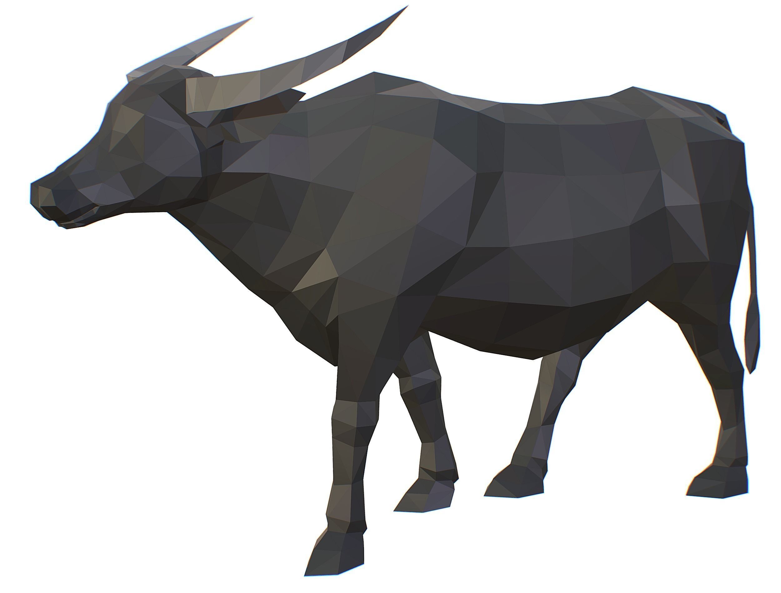 Animated Black Asian Bull Lowpoly Art Style Low-poly 3D model_20