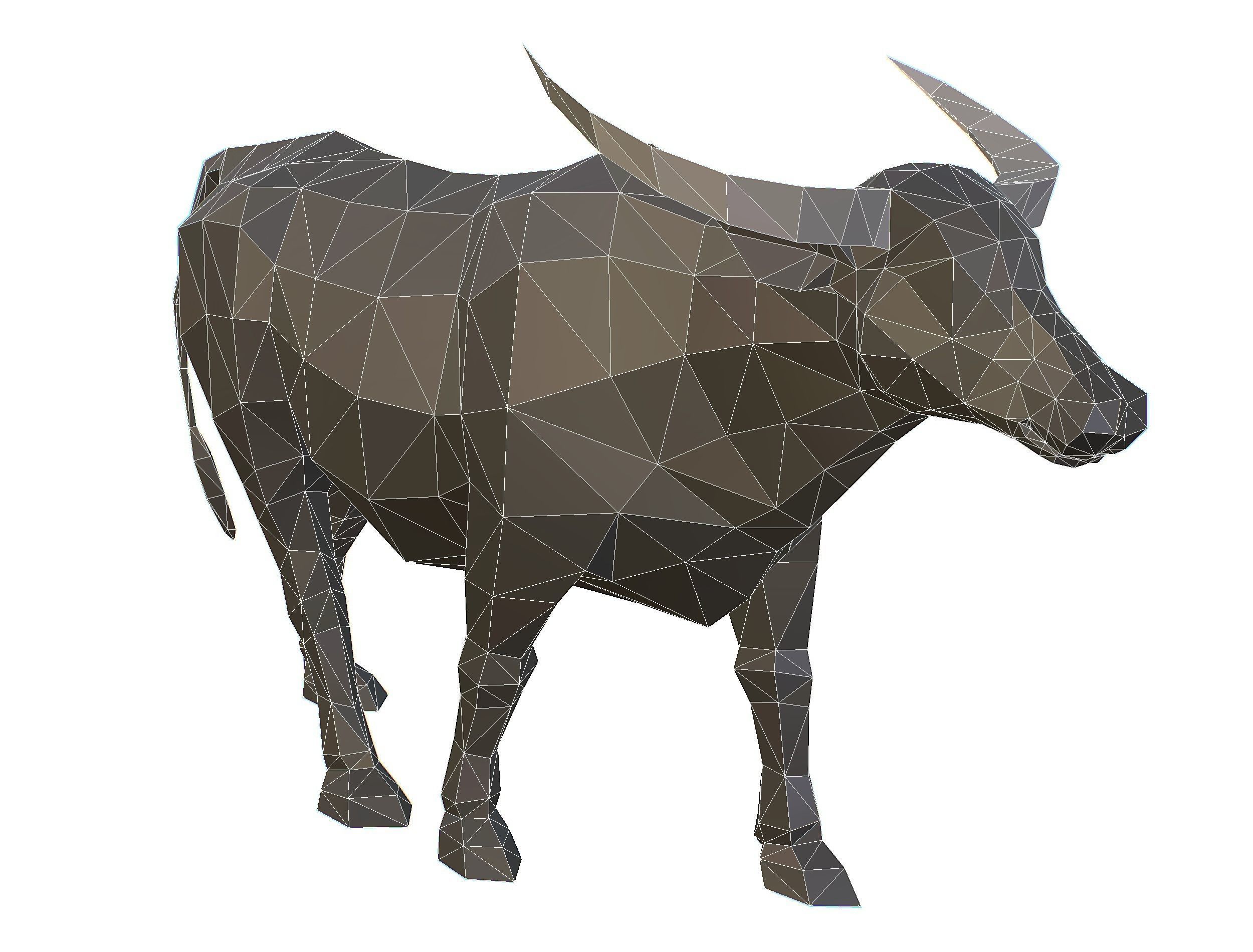 Animated Black Asian Bull Lowpoly Art Style Low-poly 3D model_41