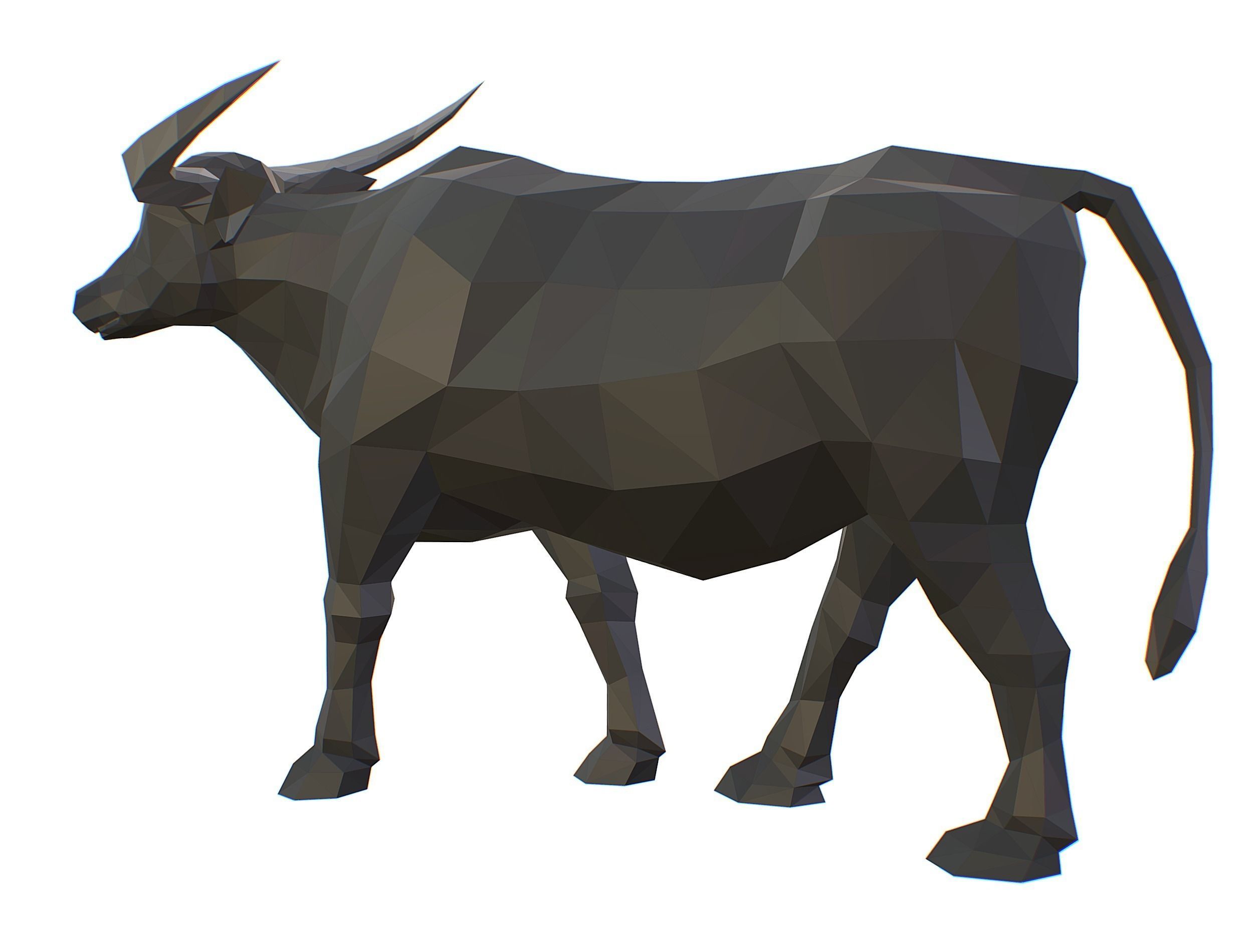 Animated Black Asian Bull Lowpoly Art Style Low-poly 3D model_24