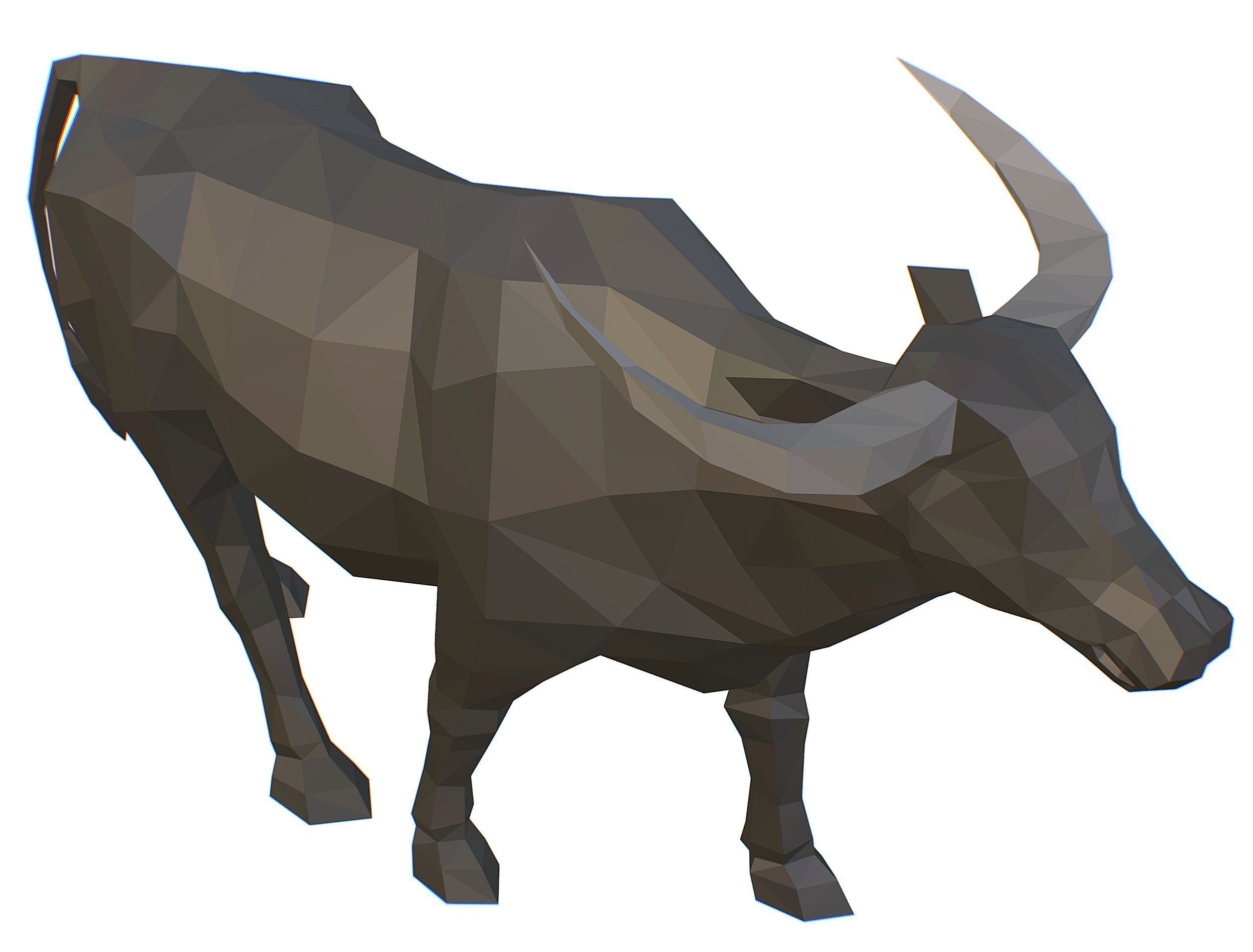 Animated Black Asian Bull Lowpoly Art Style Low-poly 3D model_38