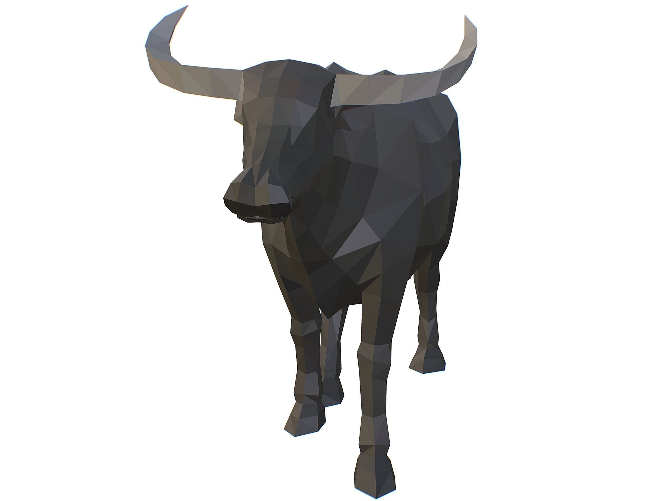 Animated Black Asian Bull Lowpoly Art Style Low-poly 3D model_16