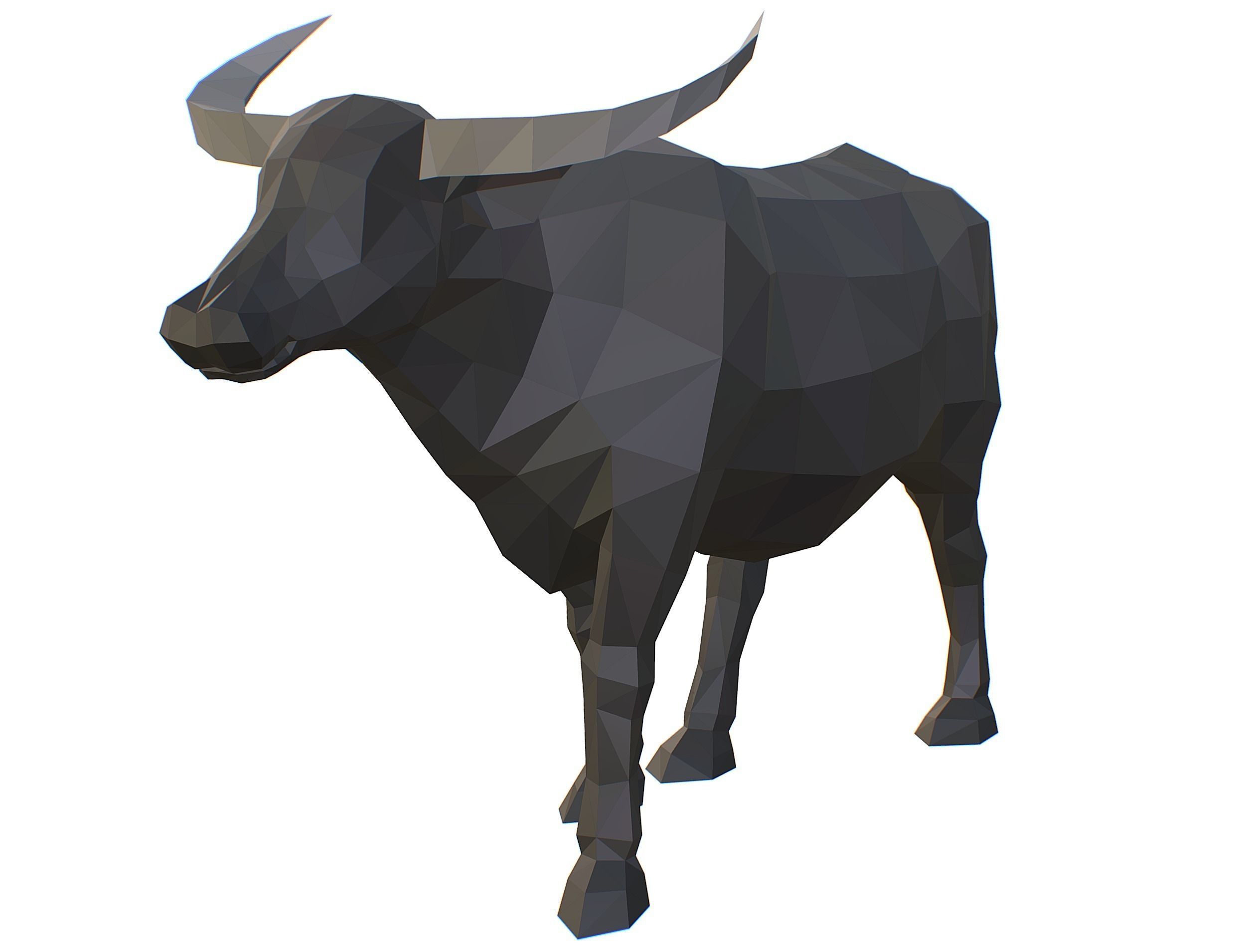 Animated Black Asian Bull Lowpoly Art Style Low-poly 3D model_18